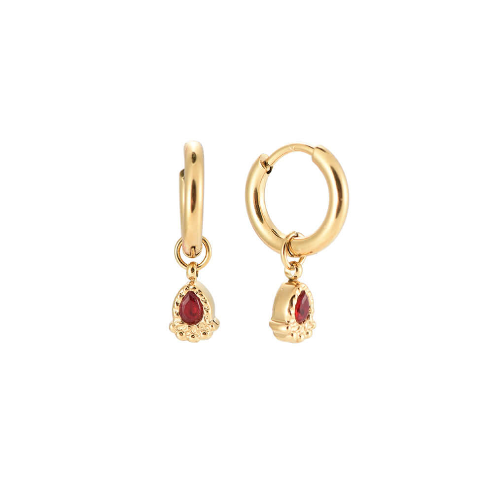 Cherry Red Edelstahl Creolen