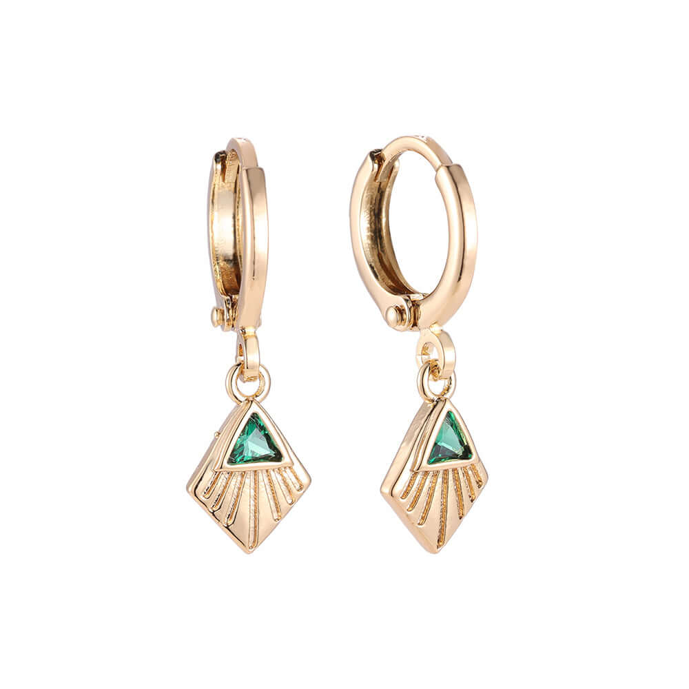Boucles d'oreilles créoles pyramidales vertes