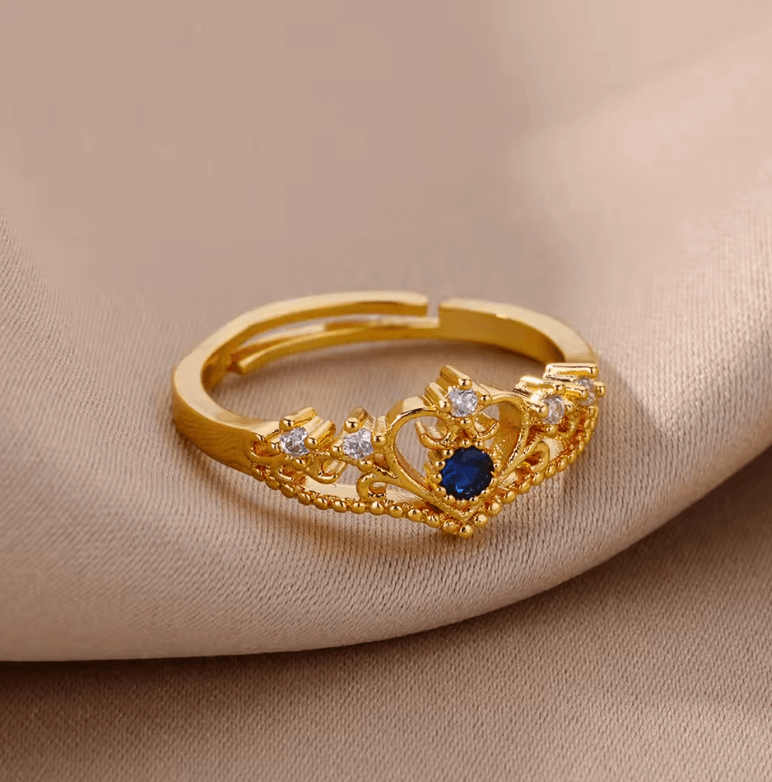 Crown Ring - vergoldeter Edelstahl mit Zirkonia