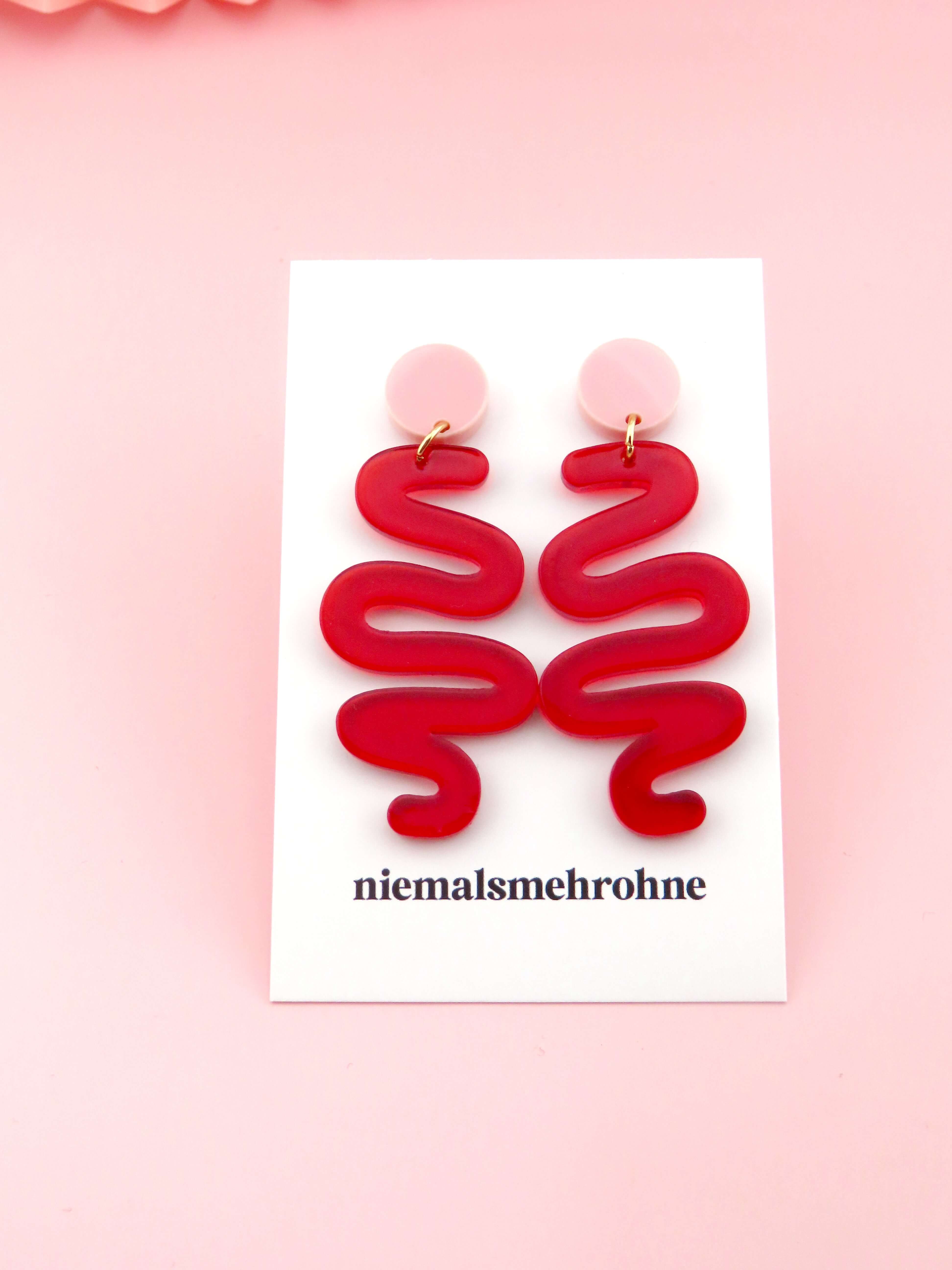 Sqiggly Ohrringe rot