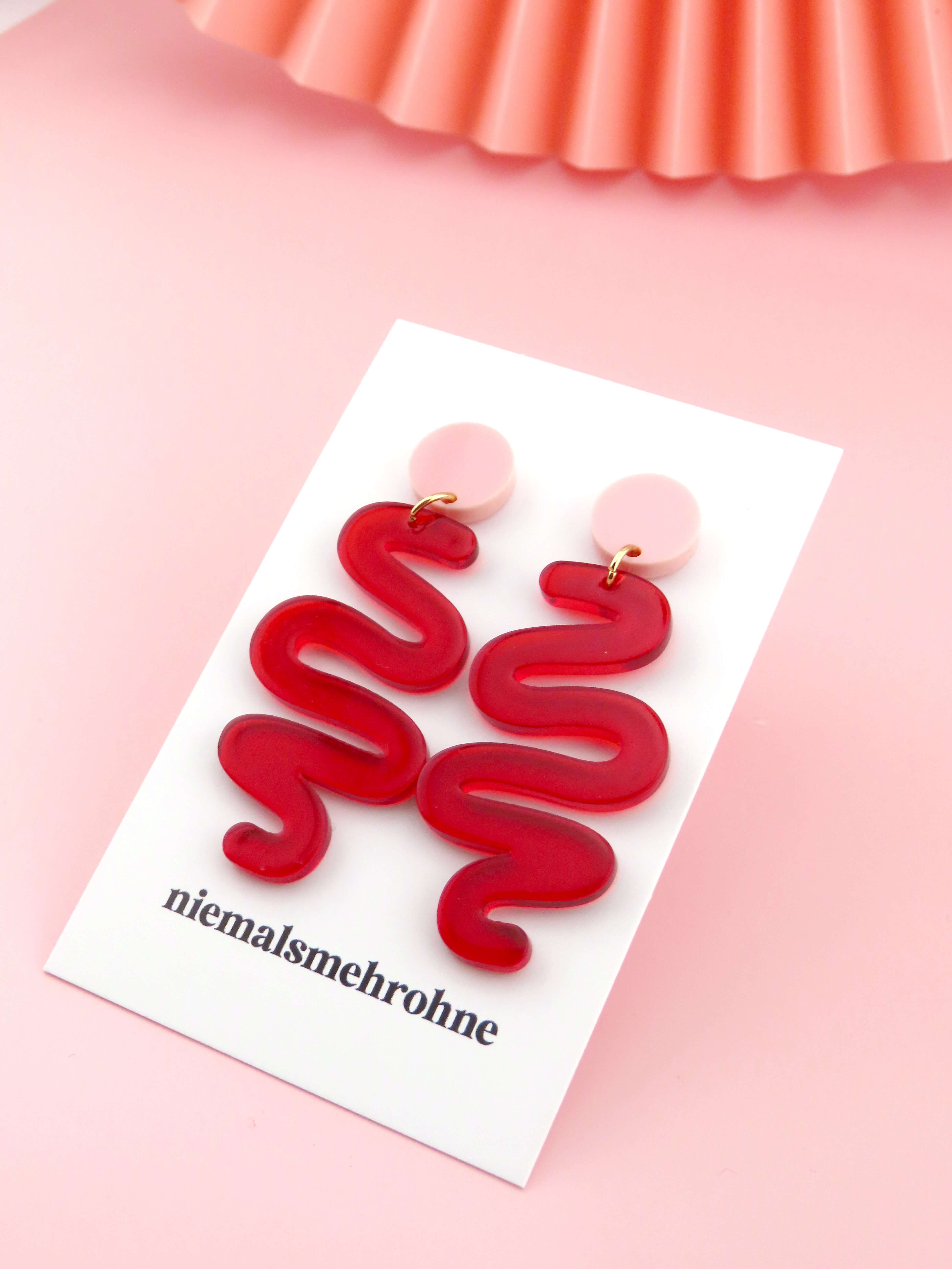 Sqiggly Ohrringe rot