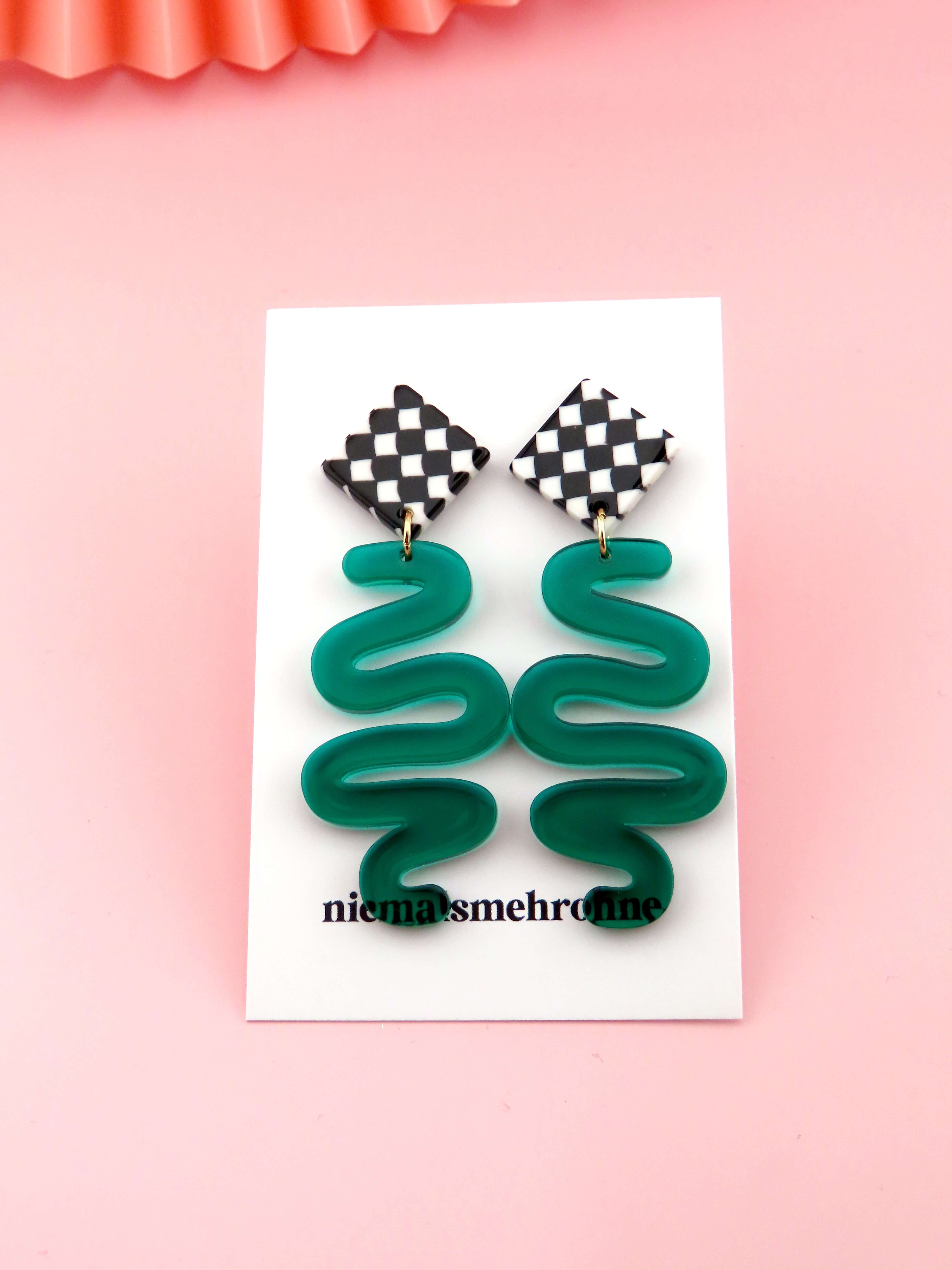 Sqiggly Ohrringe grün