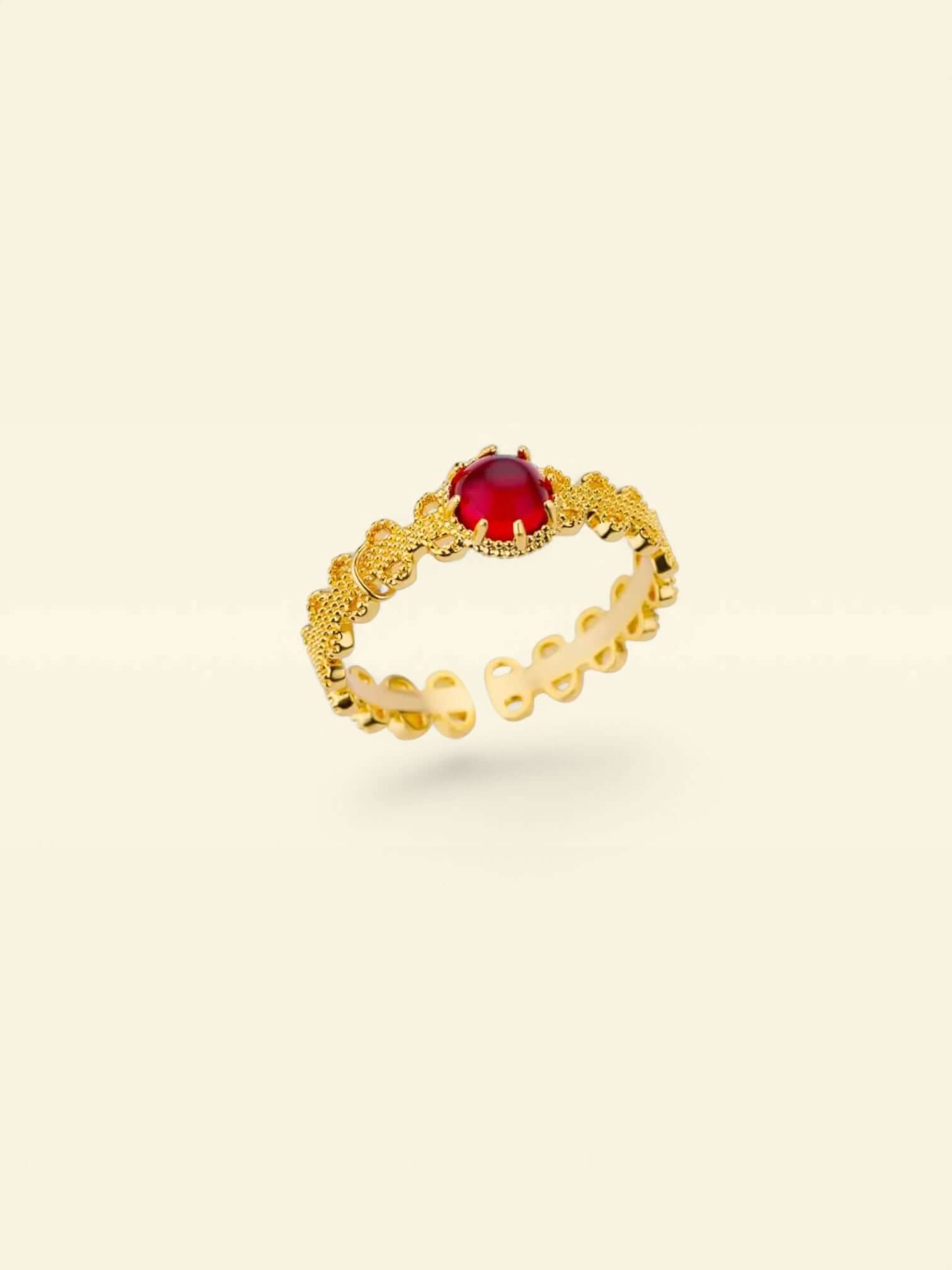 Love Ring - vergoldeter Edelstahl mit rotem Zirkonia
