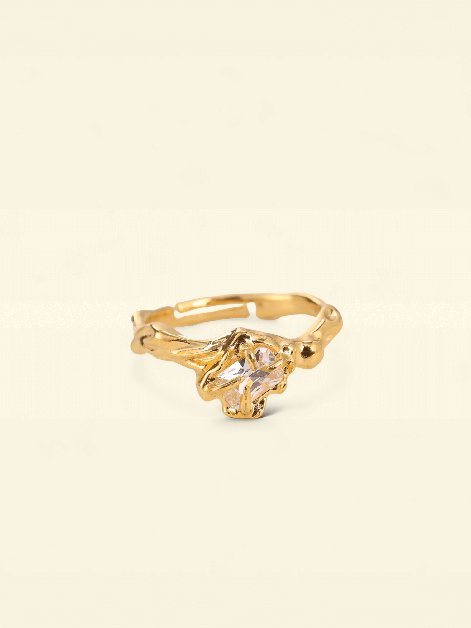 Molten vergoldeter Edelstahl Ring mit Zirkonia