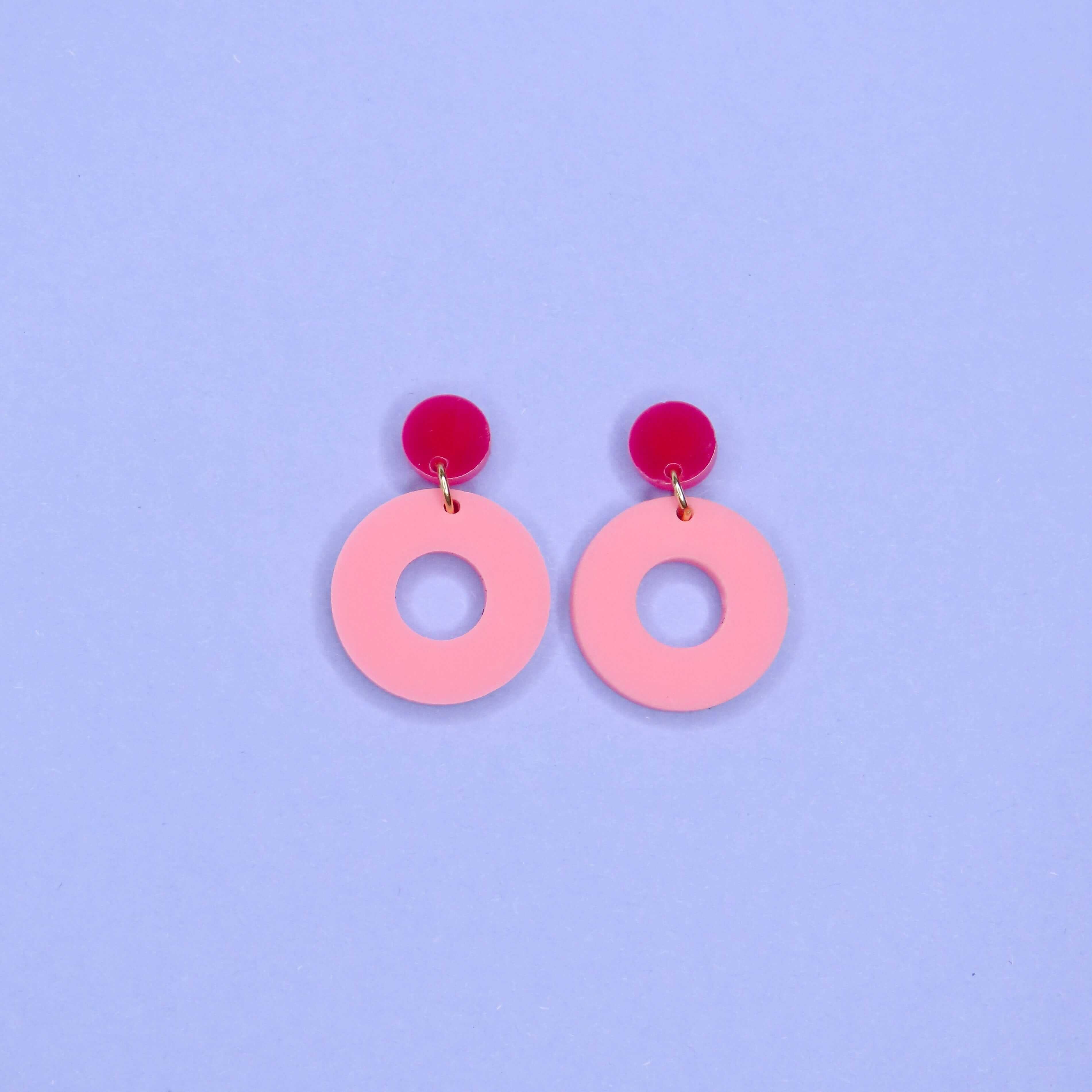 Colorblock Circle Ohrstecker in pink & rosa Ohrringe niemalsmehrohne
