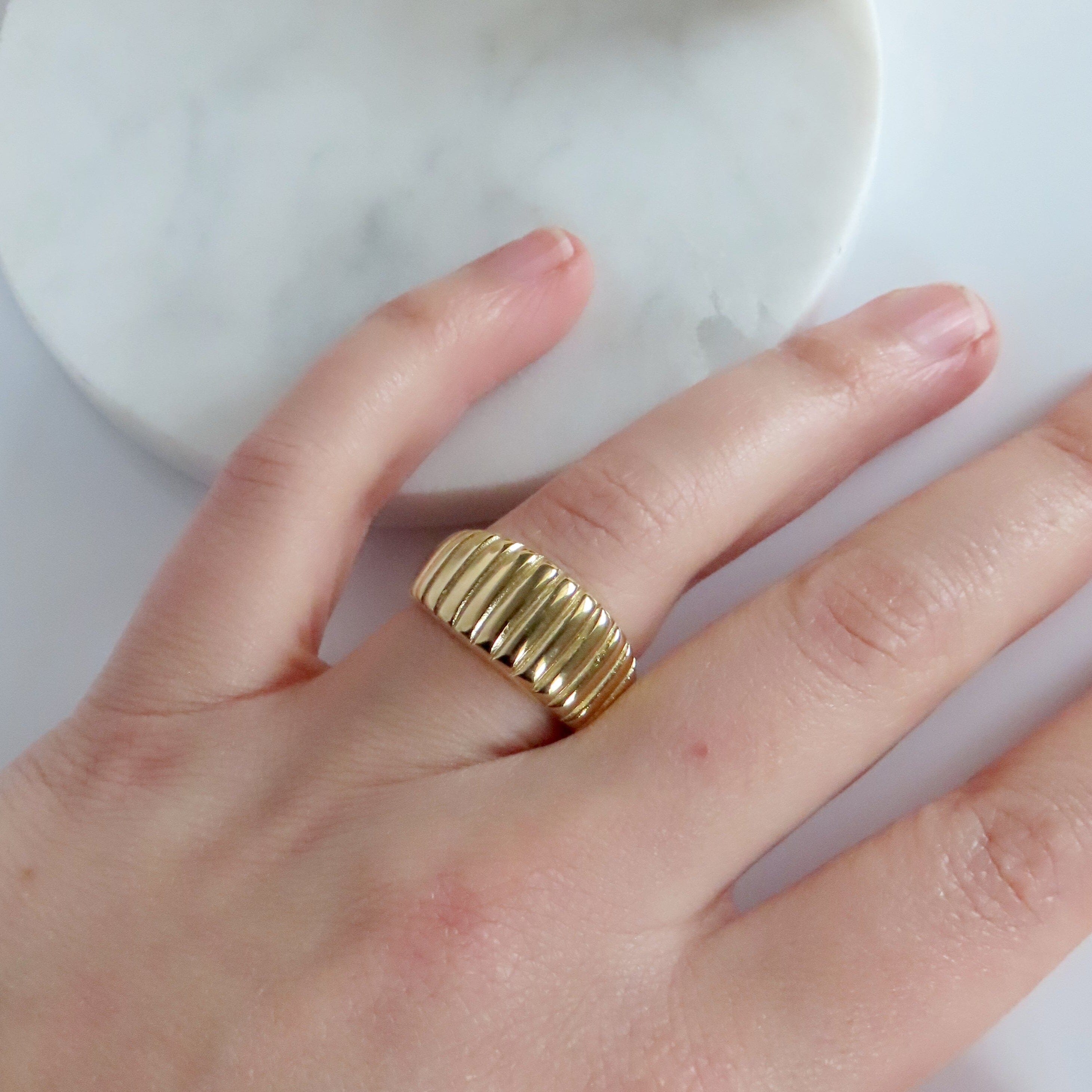 Horn 18k vergoldeter Edelstahl Ring Ringe niemalsmehrohne
