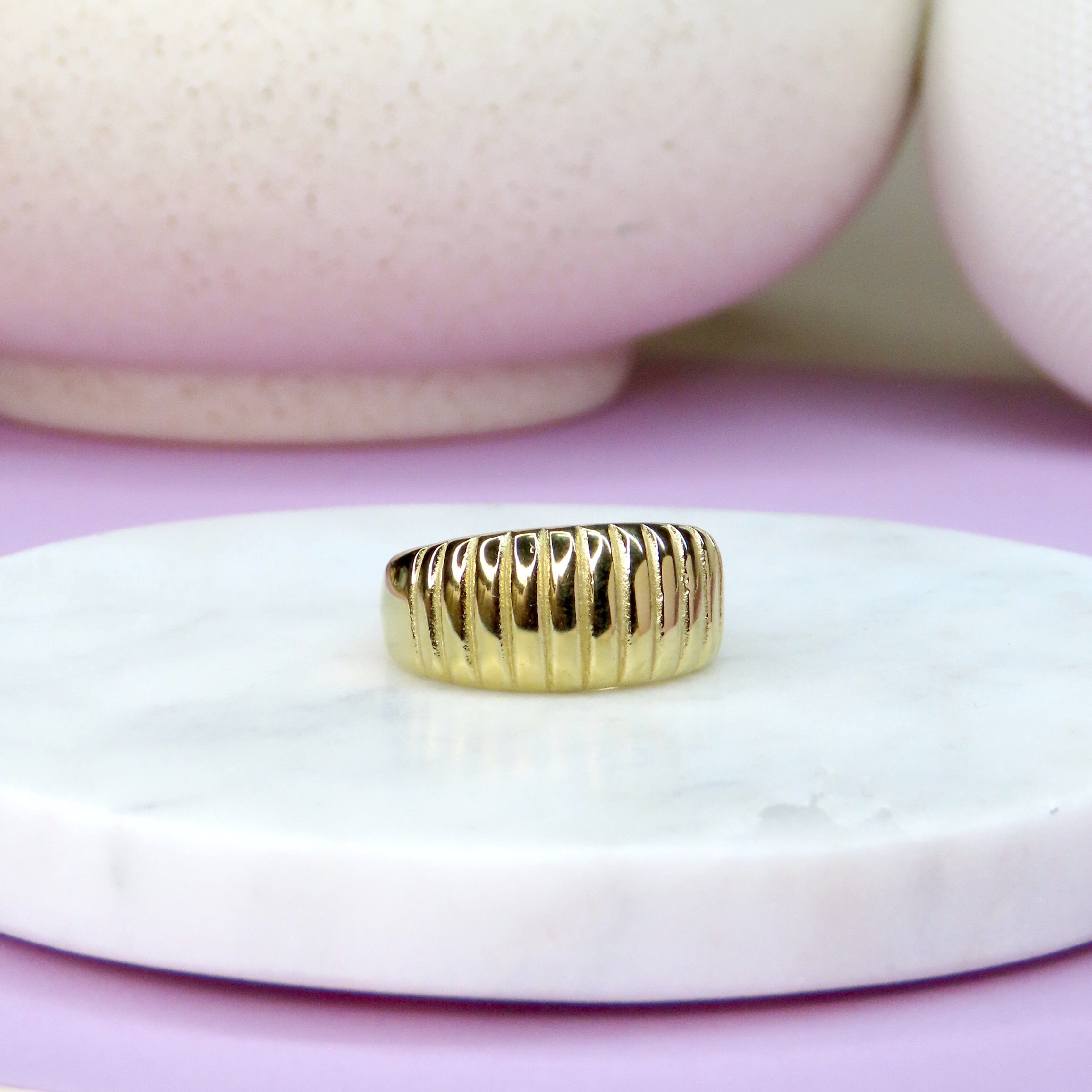 Horn 18k vergoldeter Edelstahl Ring Ringe niemalsmehrohne
