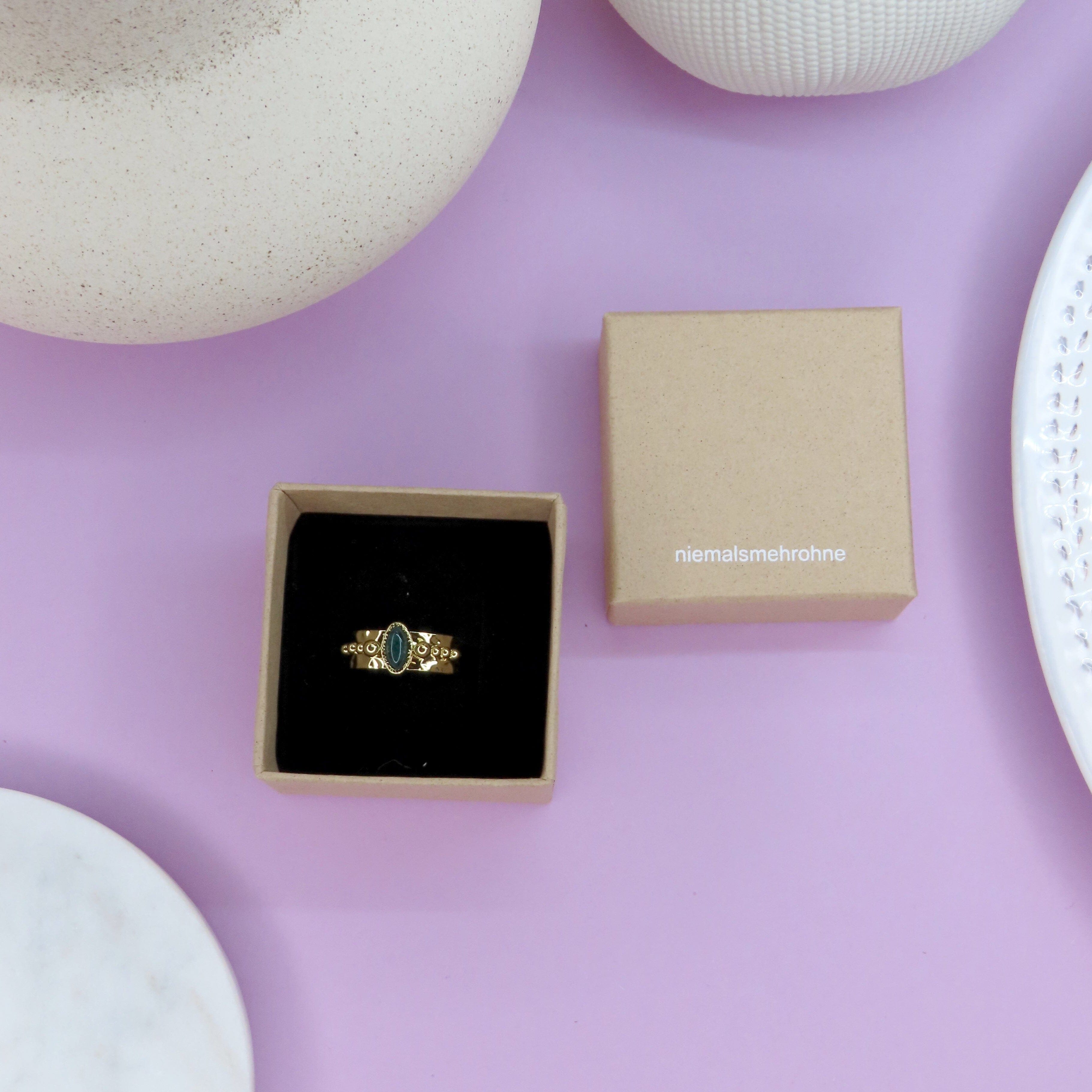 Shield 18k vergoldeter Edelstahl Ring Ringe niemalsmehrohne