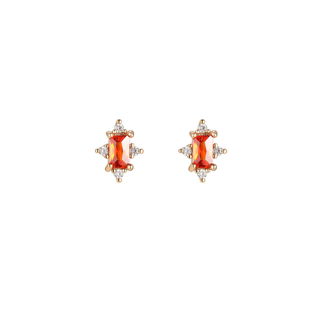 Morning Star gold-plated earrings with orange zirconia