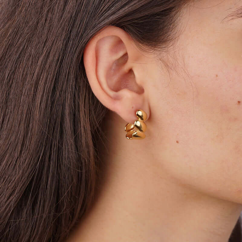 Boucles d'oreilles créoles empilées en acier inoxydable