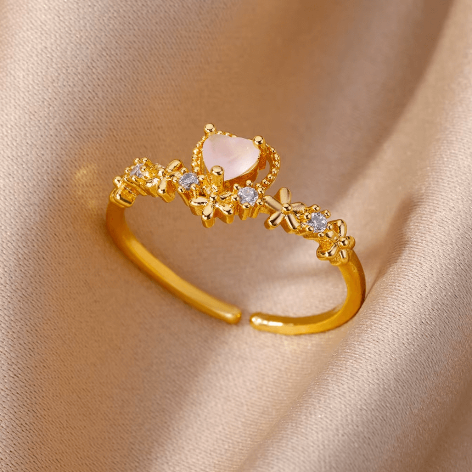 Fairy Heart Ring - vergoldeter Edelstahl mit rosa Zirkonia