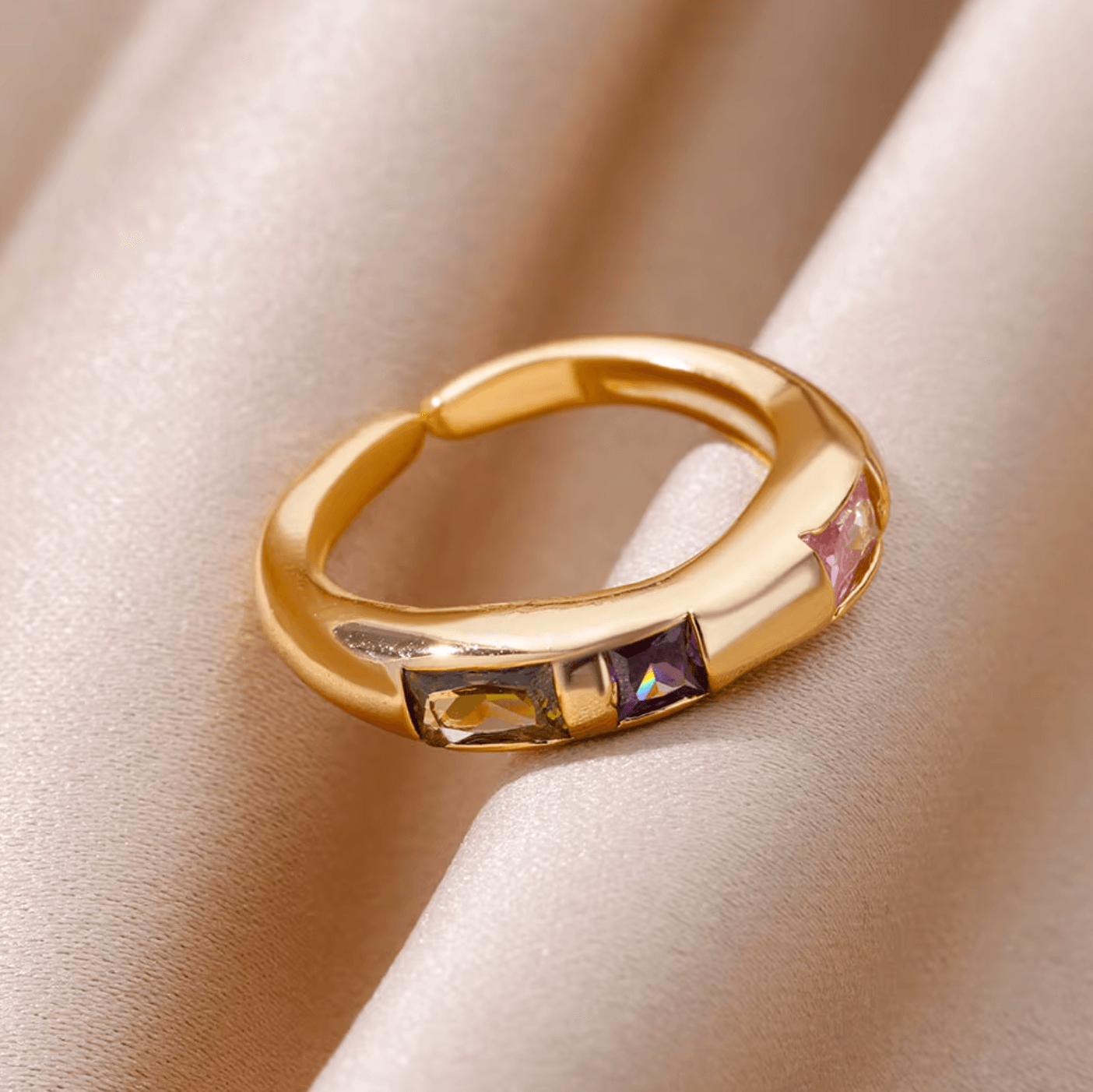 Bague en acier inoxydable argenté Big Hug