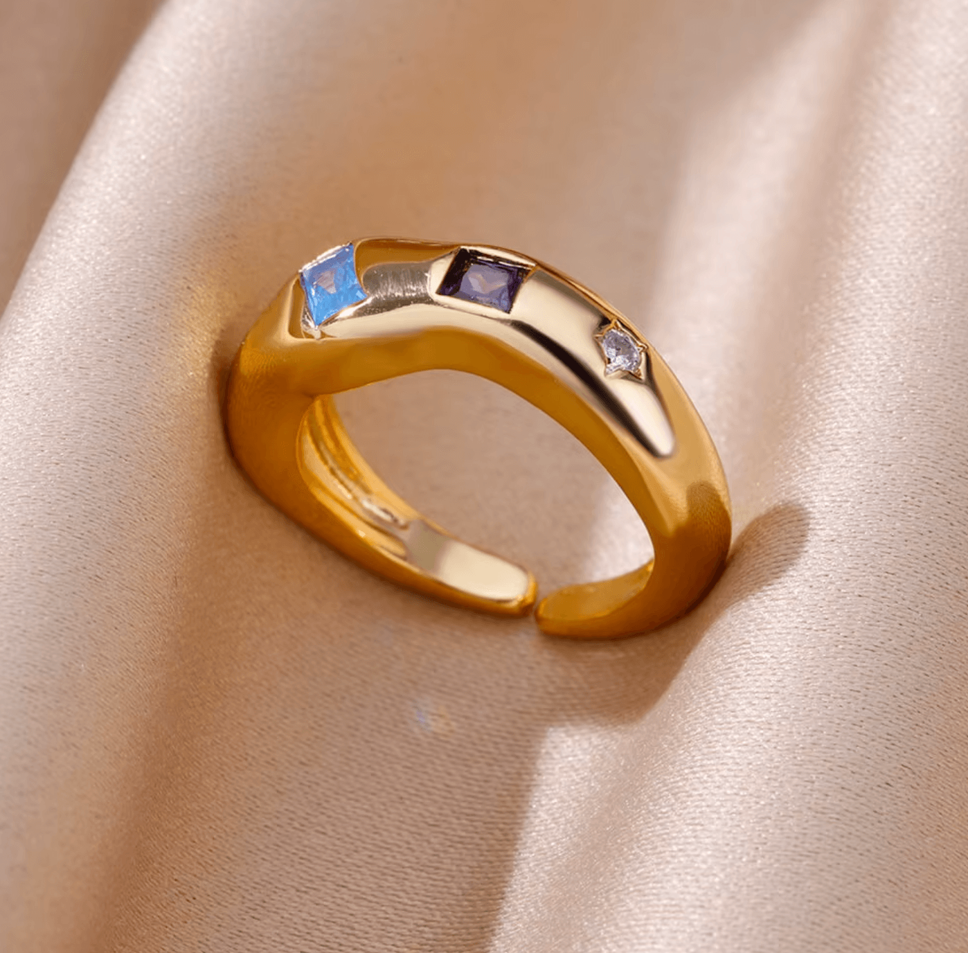 Bague en acier inoxydable argenté Big Hug