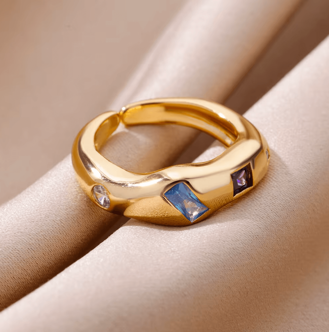 Bague en acier inoxydable argenté Big Hug