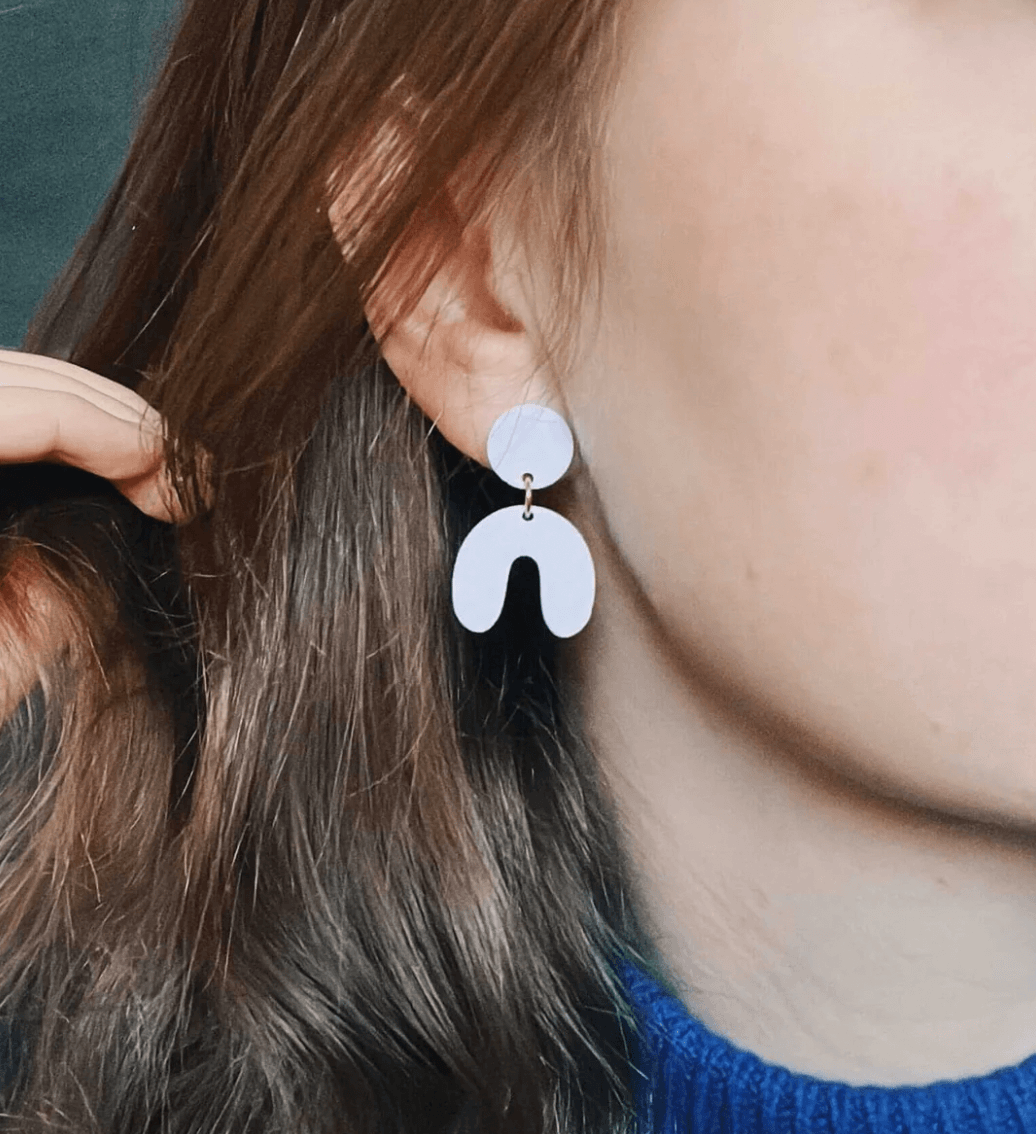 Small Orange Yellow Lilac Arch Arch Earrings