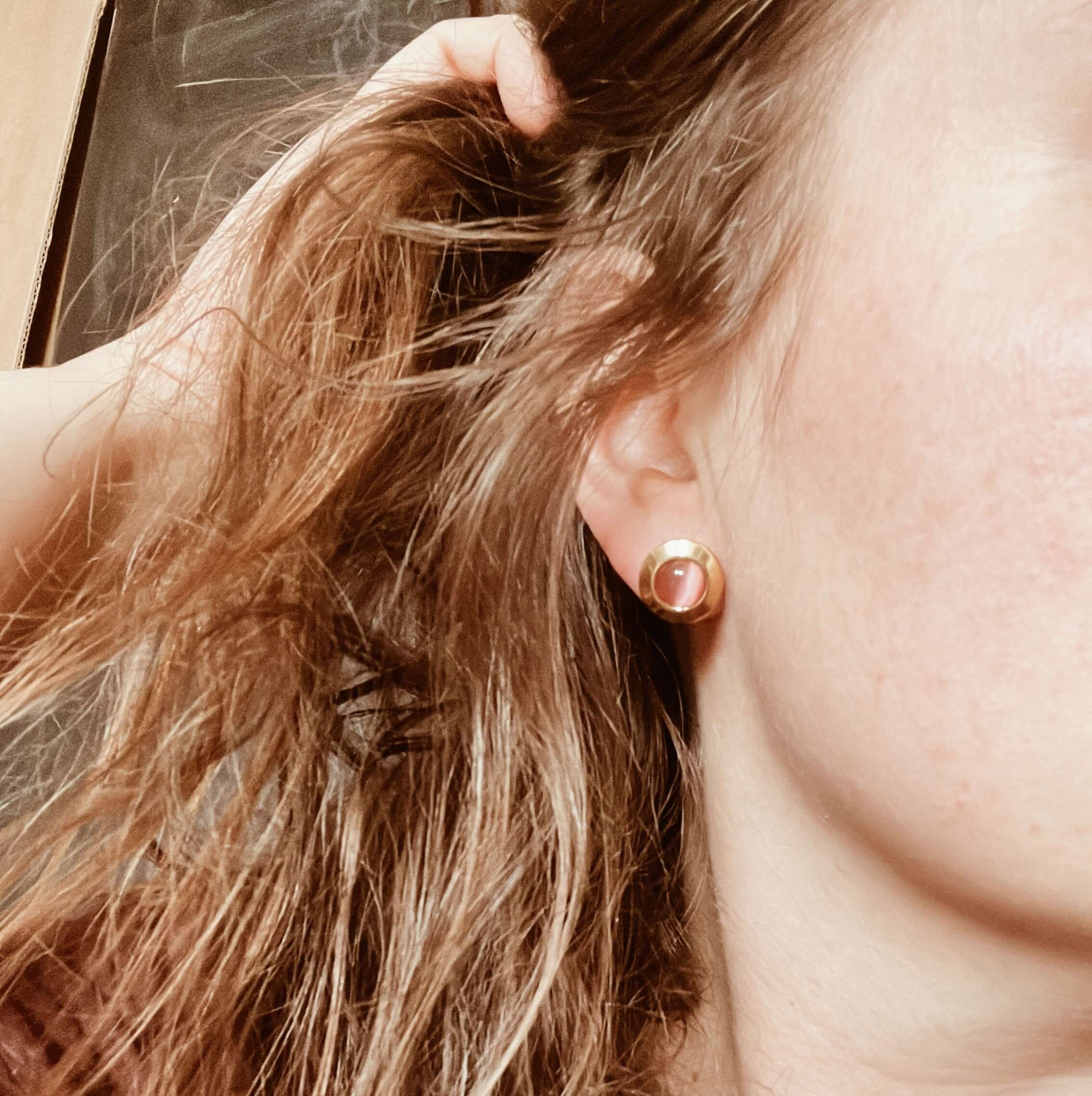 Boucles d'oreilles puces cercle vieux rose en acier inoxydable