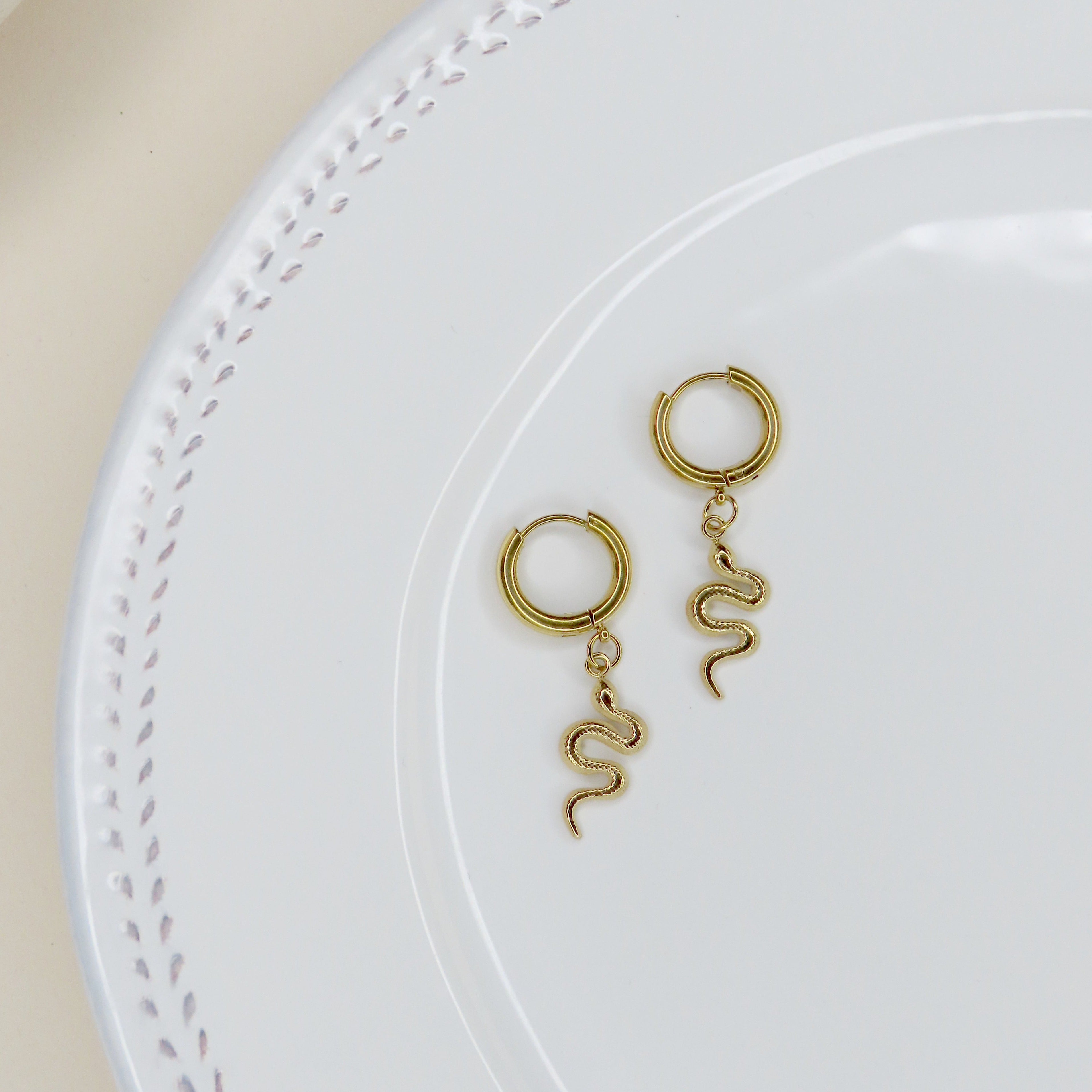 Boucles d'oreilles créoles en acier inoxydable serpent à sonnette