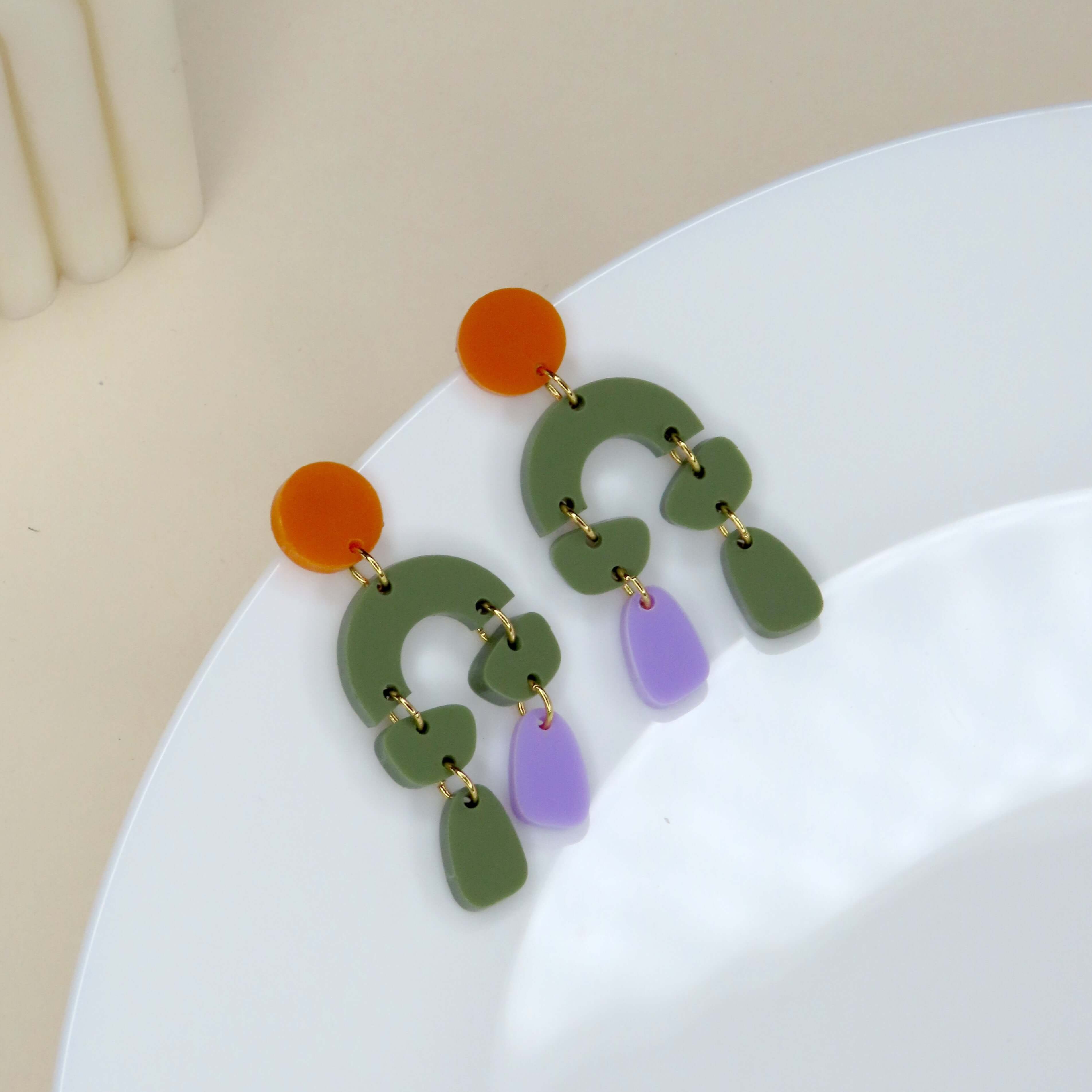 Ophelia earrings in olive colorful