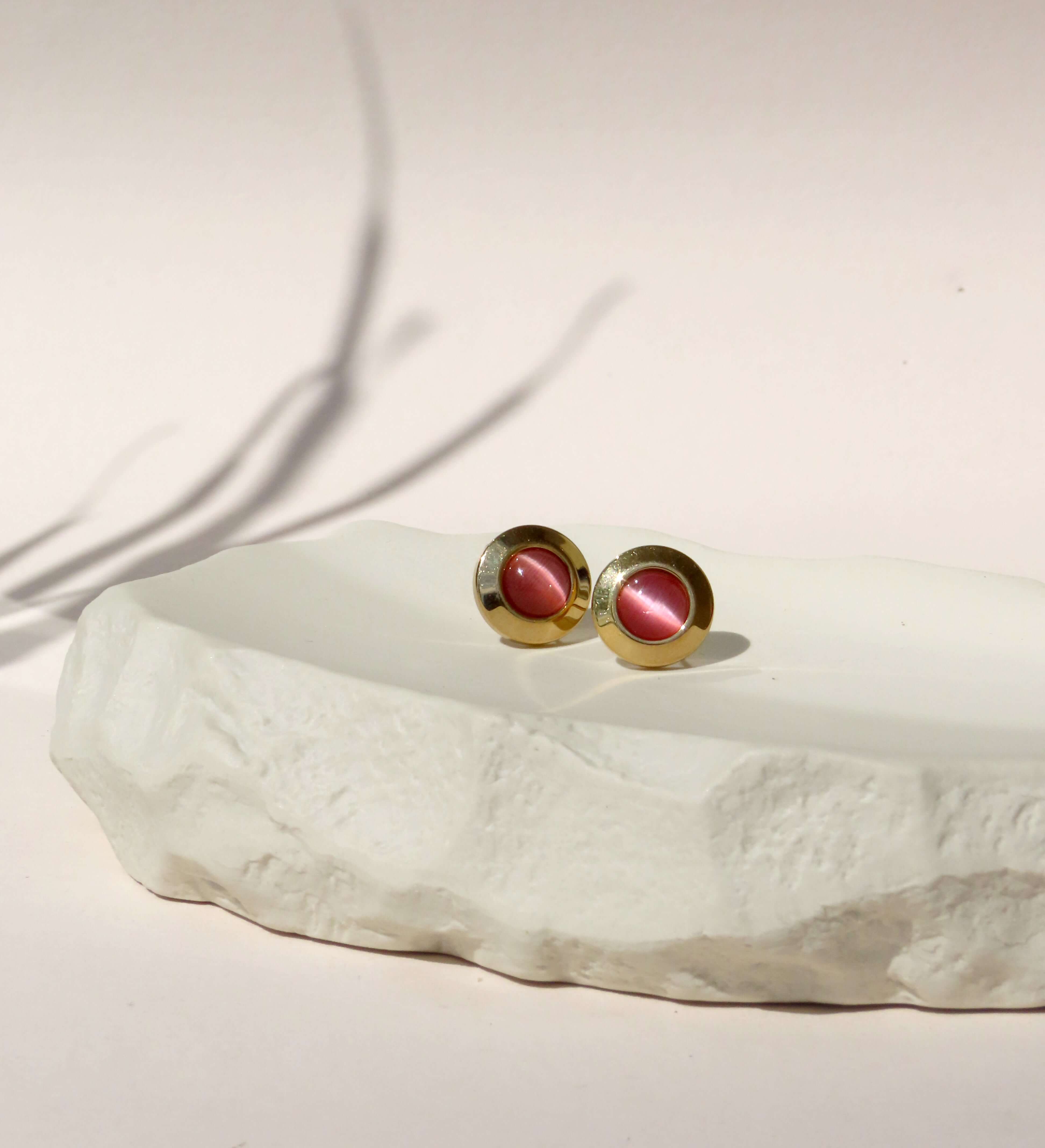 Boucles d'oreilles puces cercle vieux rose en acier inoxydable