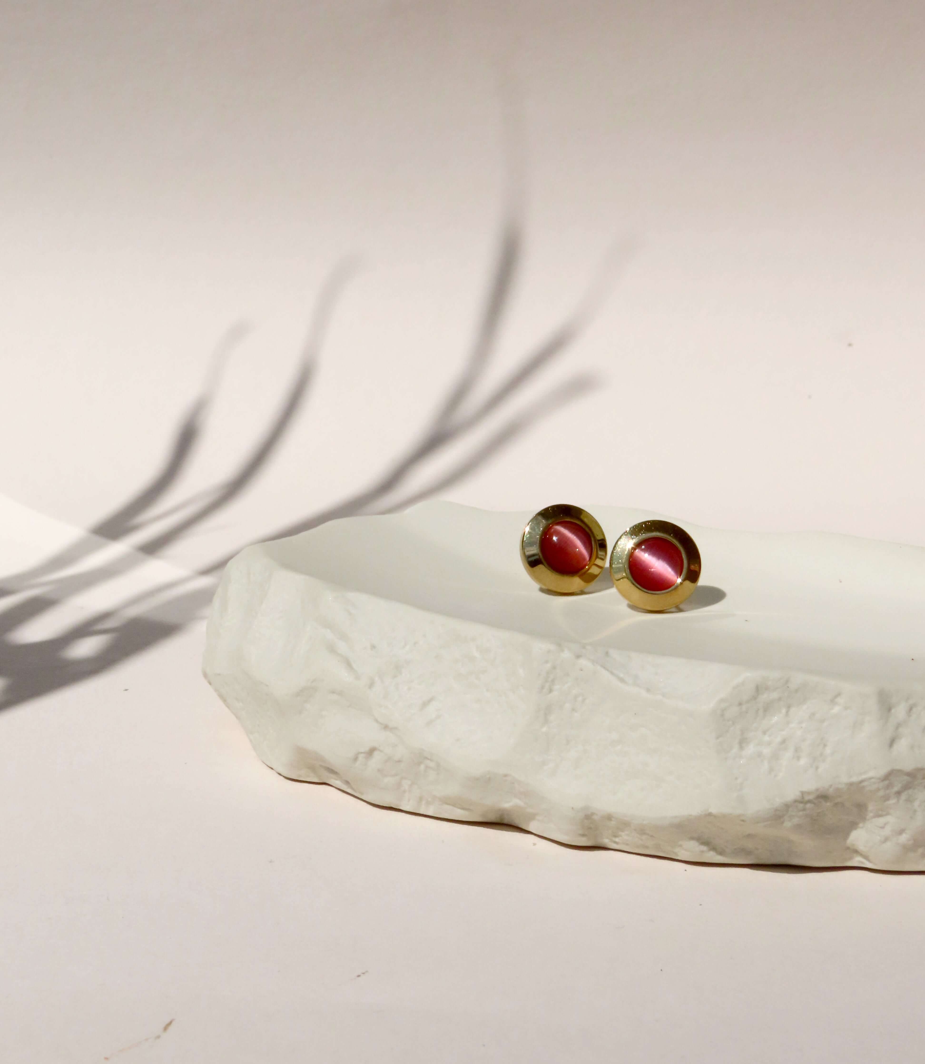 Boucles d'oreilles puces cercle vieux rose en acier inoxydable
