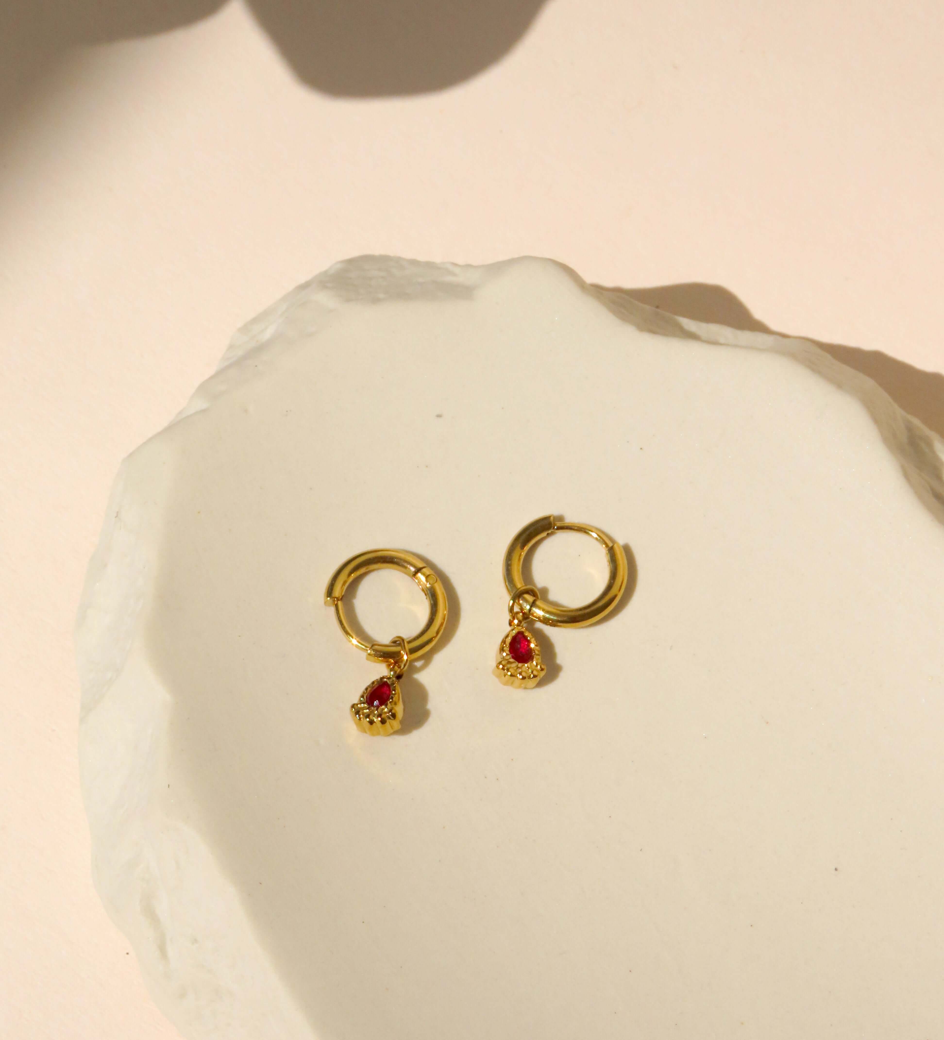 Cherry Red stainless steel hoop earrings