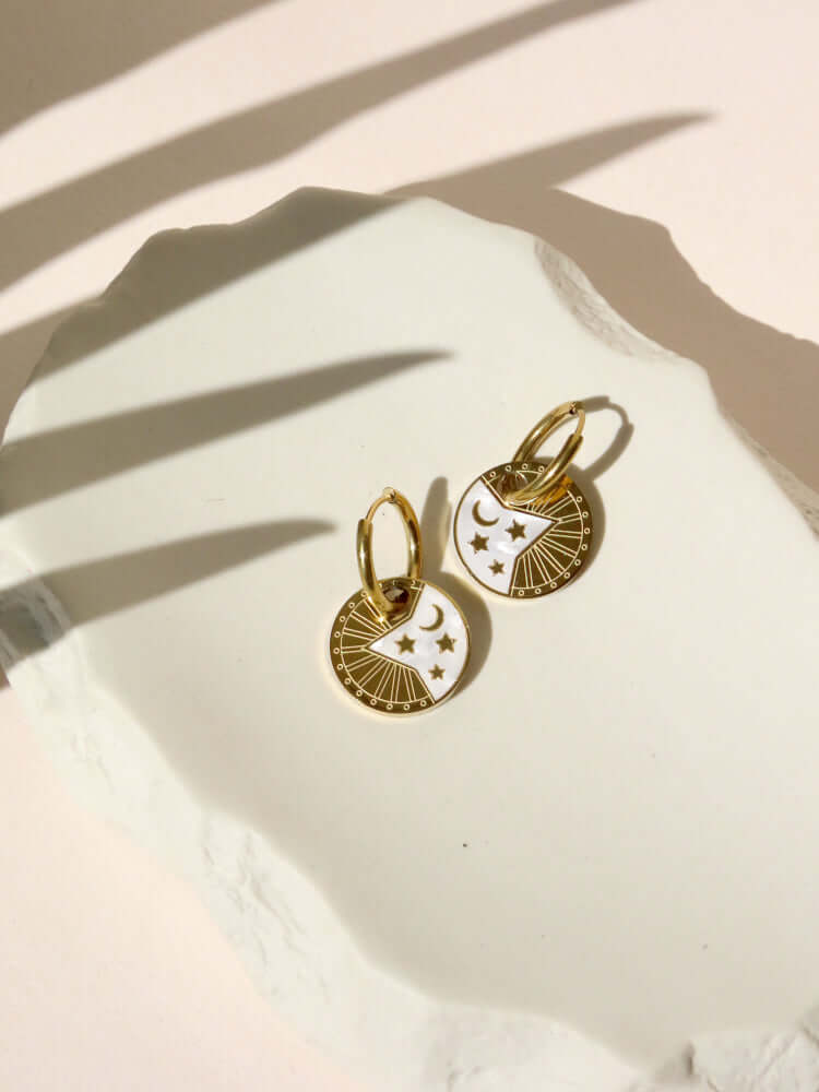 Celestial stainless steel hoop earrings