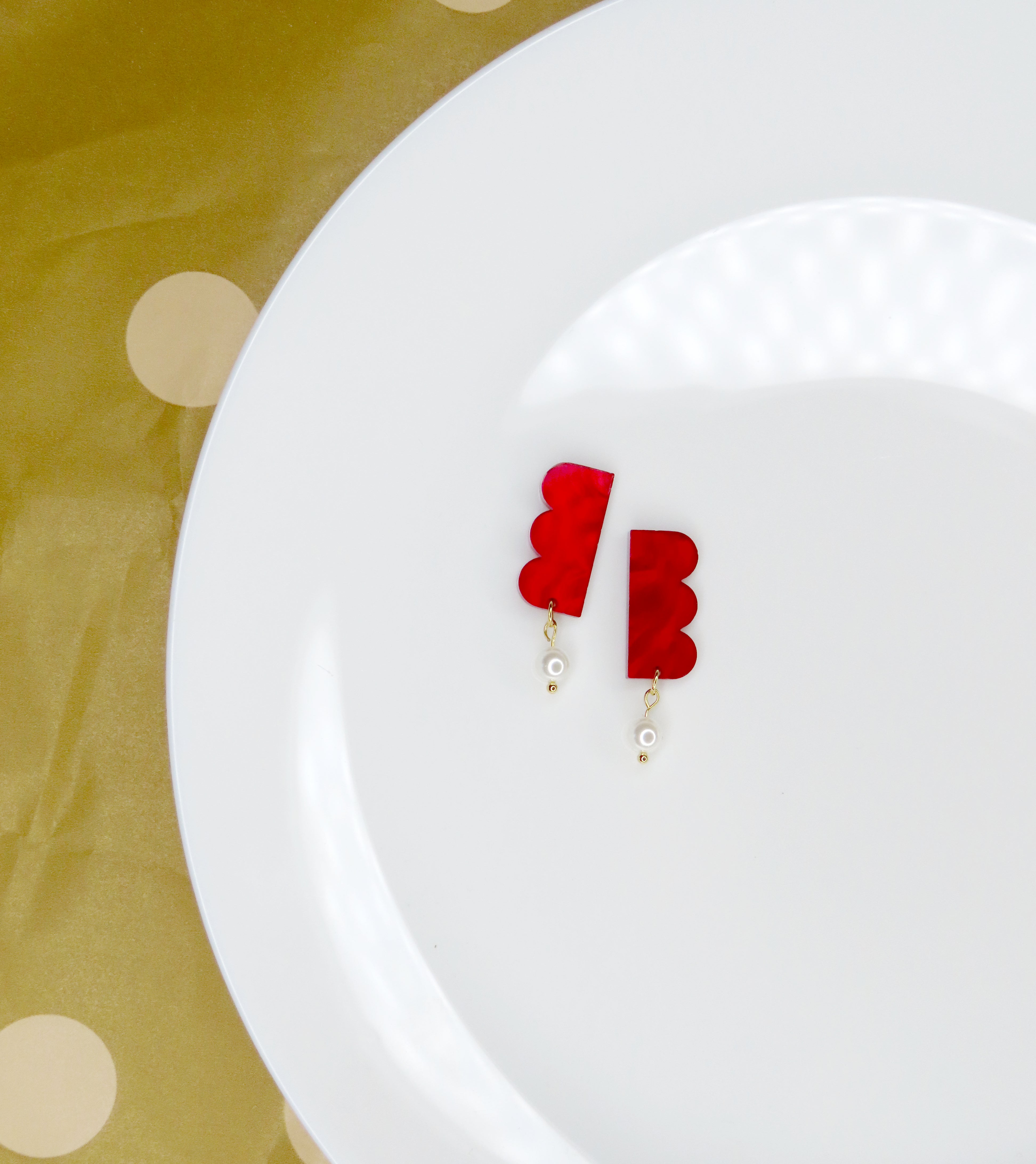 Ruby red Belle acrylic earrings with stainless steel studs