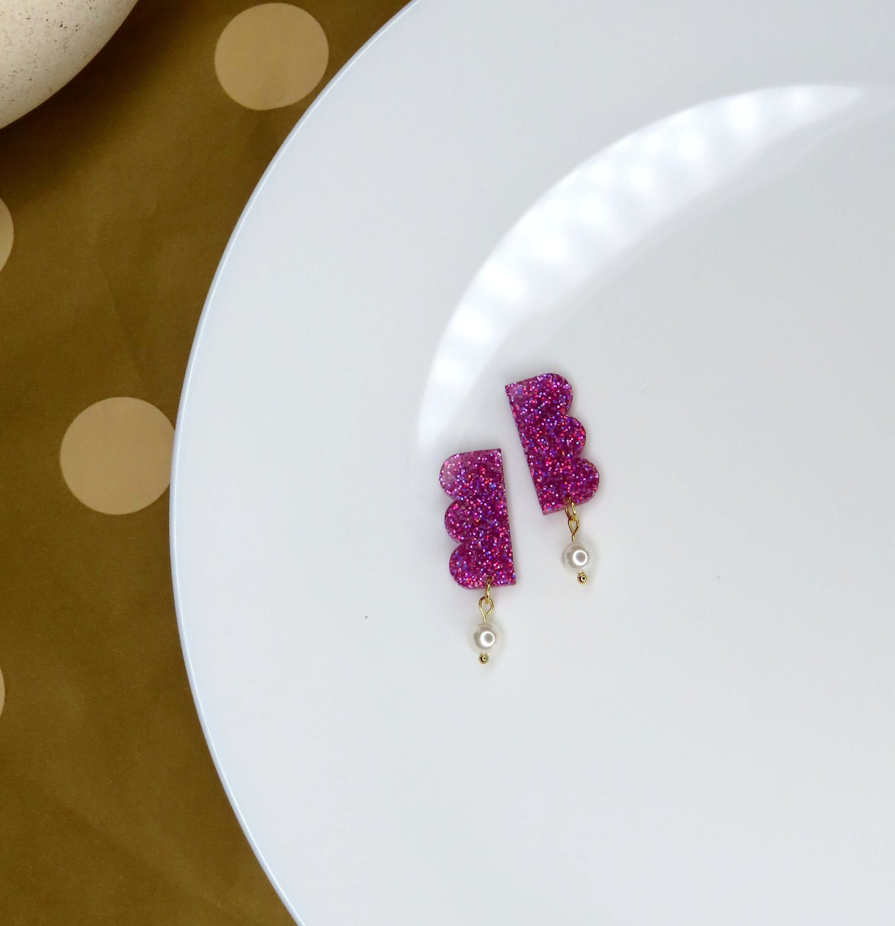 Glitter Belle acrylic earrings with stainless steel studs