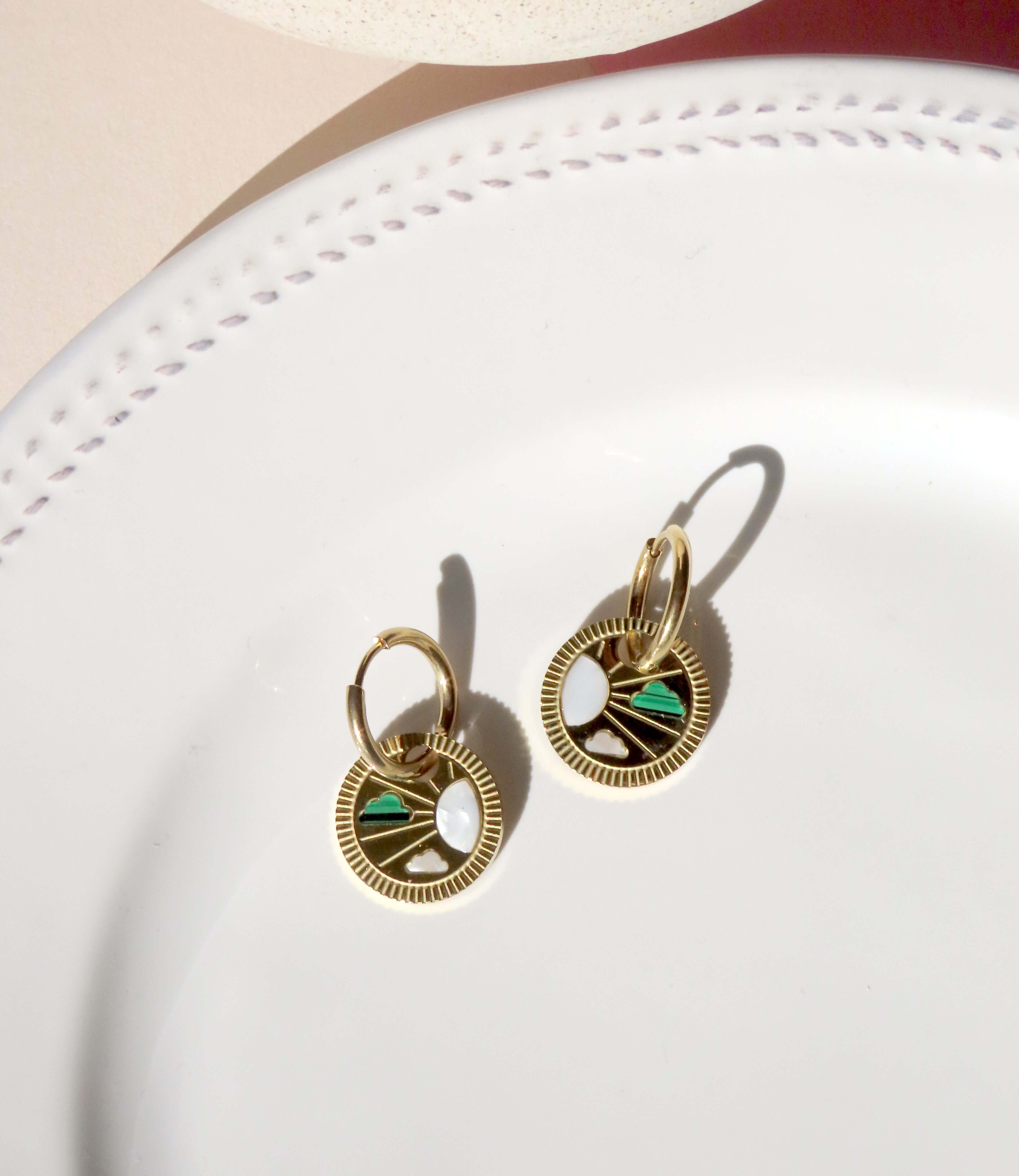 Sky hoop earrings made of stainless steel with acetate inlay