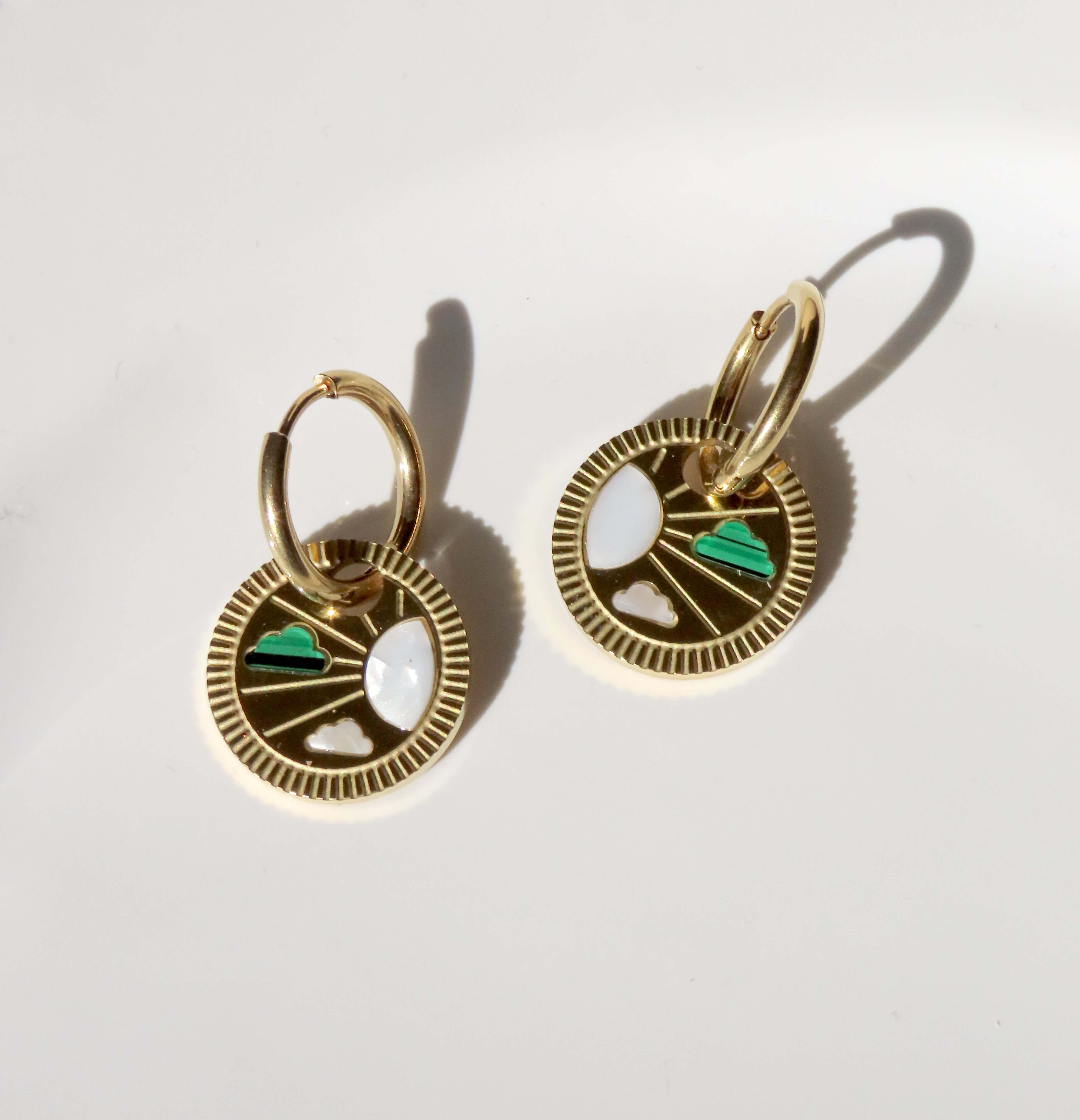 Sky hoop earrings made of stainless steel with acetate inlay