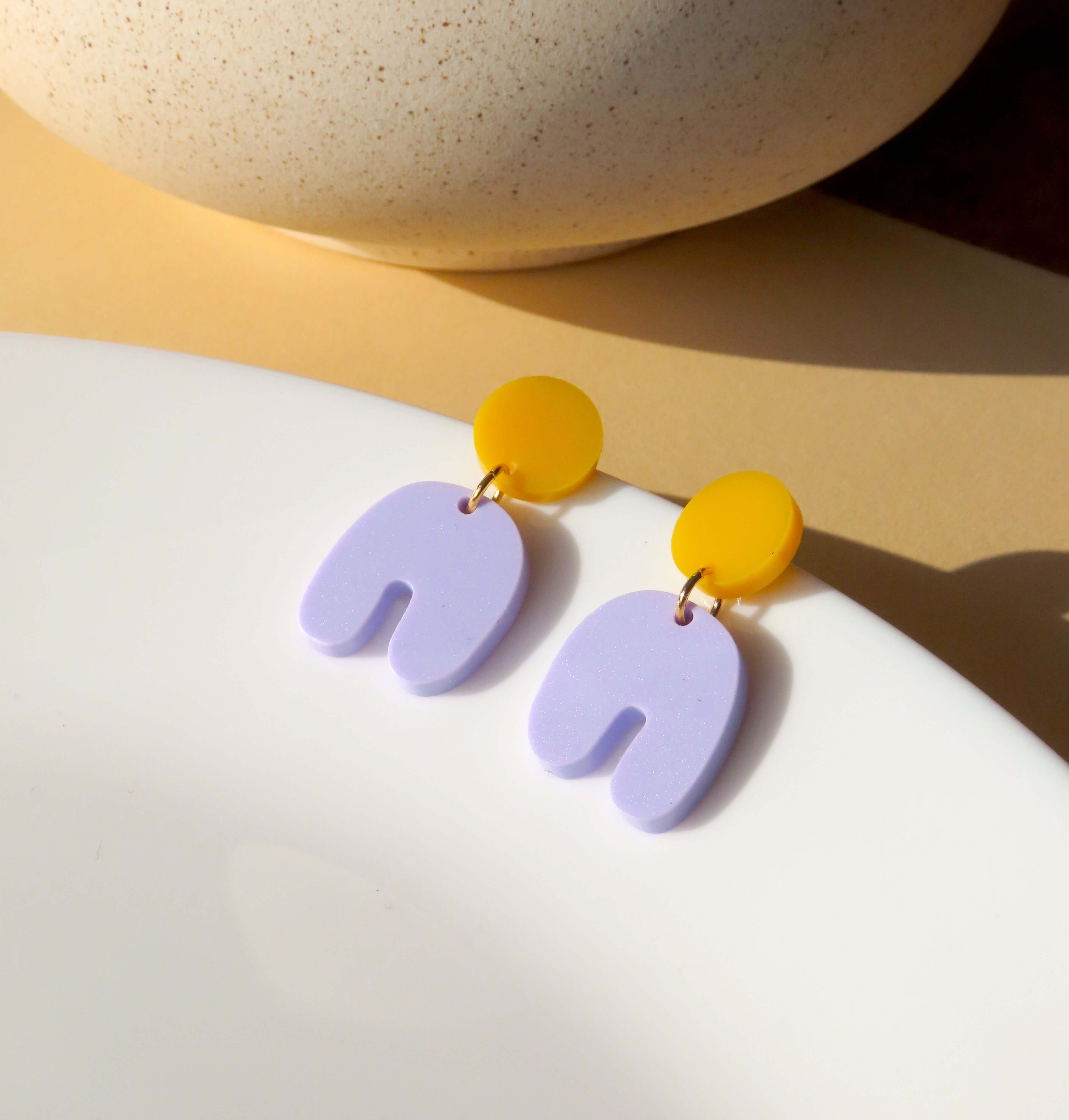 Boucles d'oreilles Squishy Arch Arch Lilas Jaune Doré