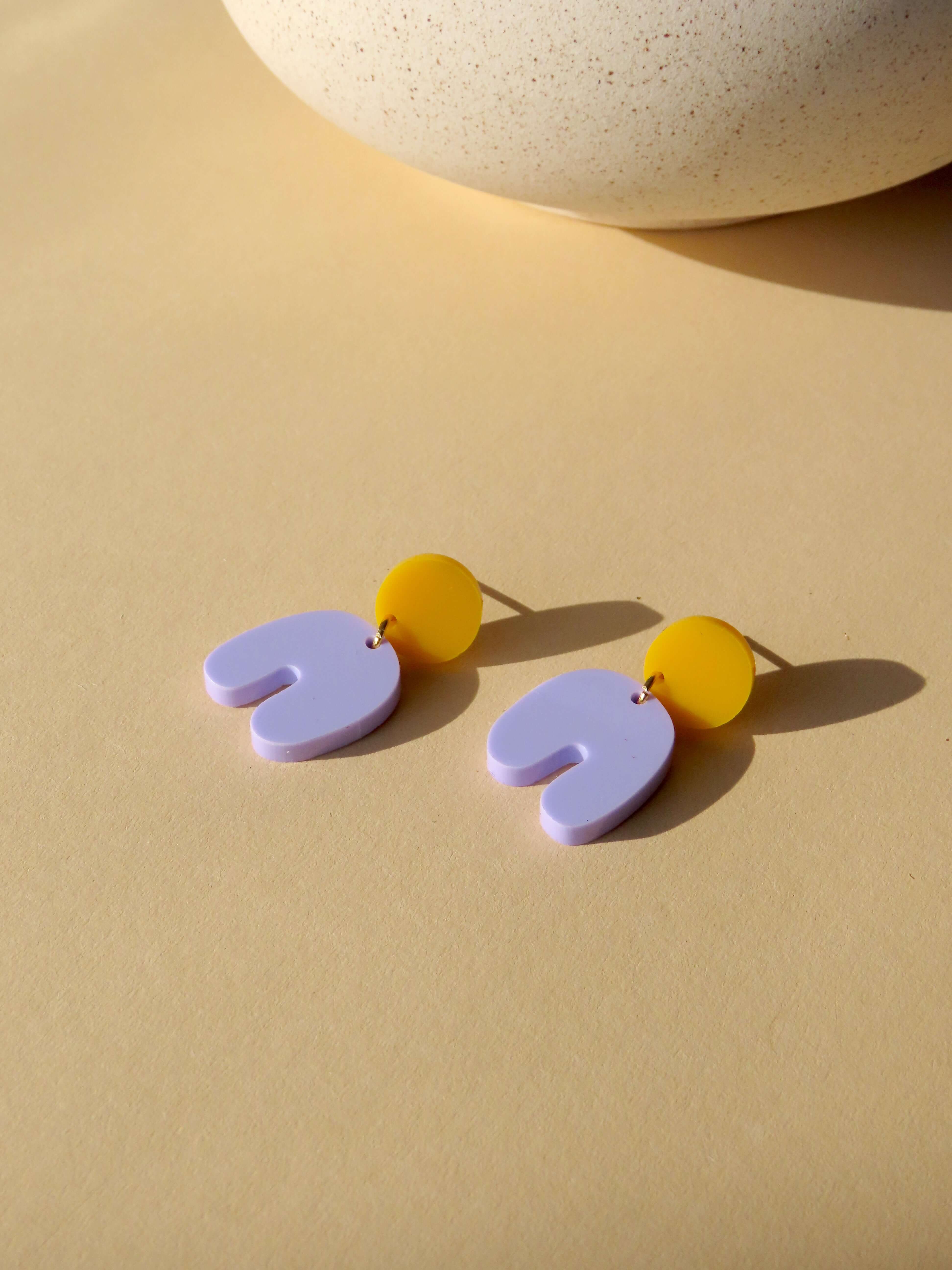 Boucles d'oreilles Squishy Arch Arch Lilas Jaune Doré