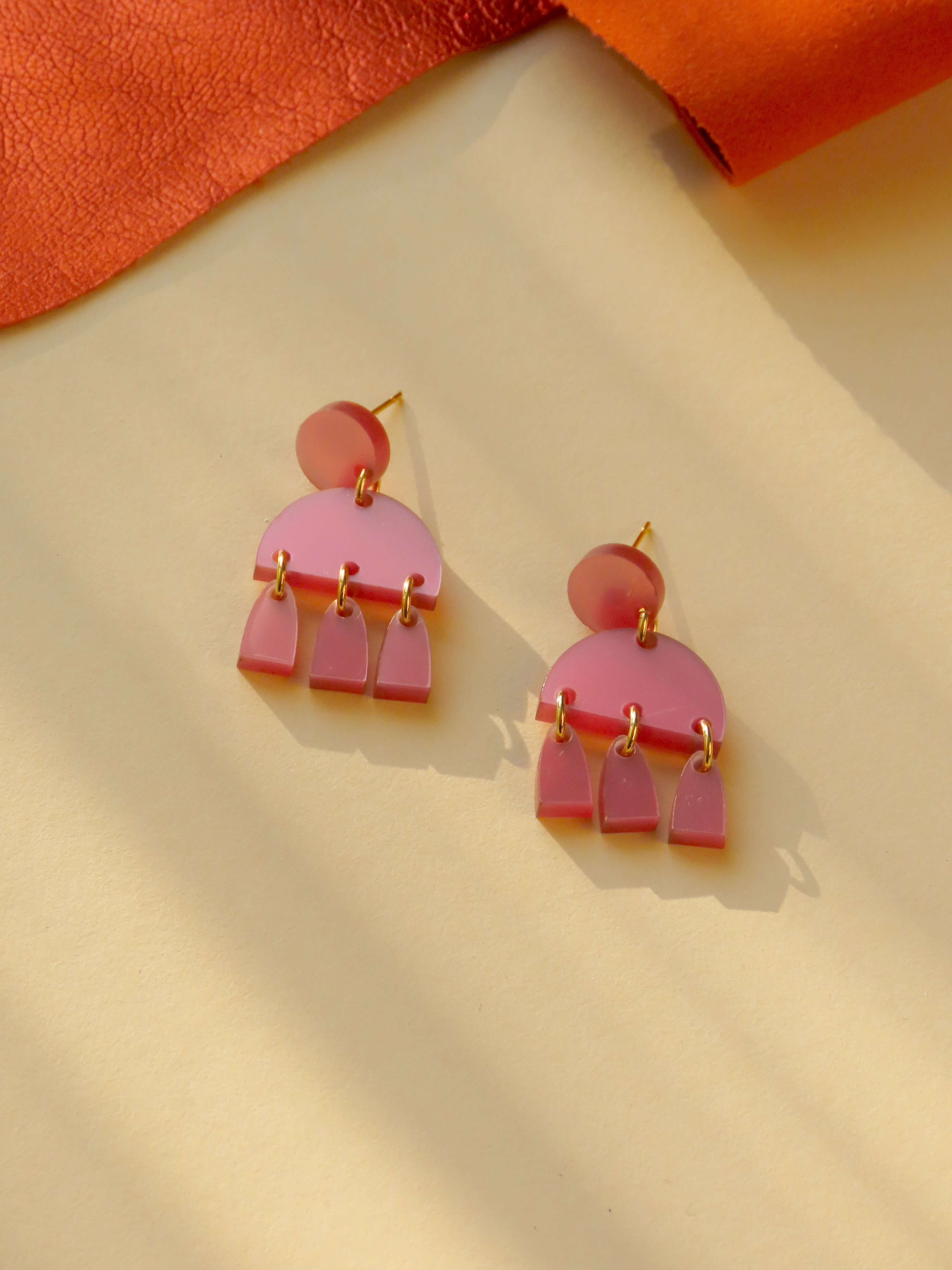 Pink Lady Ohrringe mit Edelstahl Steckern