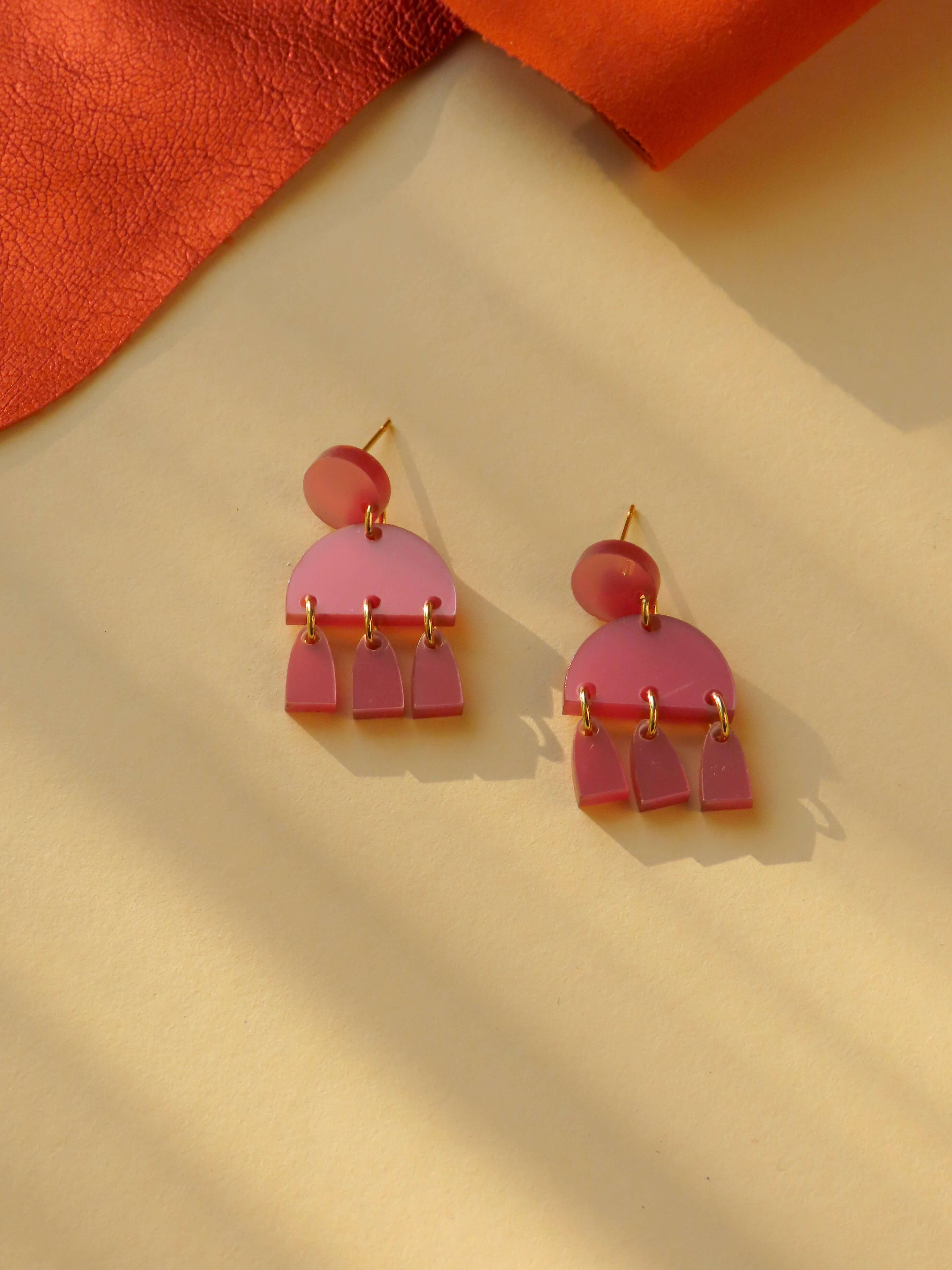 Pink Lady Ohrringe mit Edelstahl Steckern