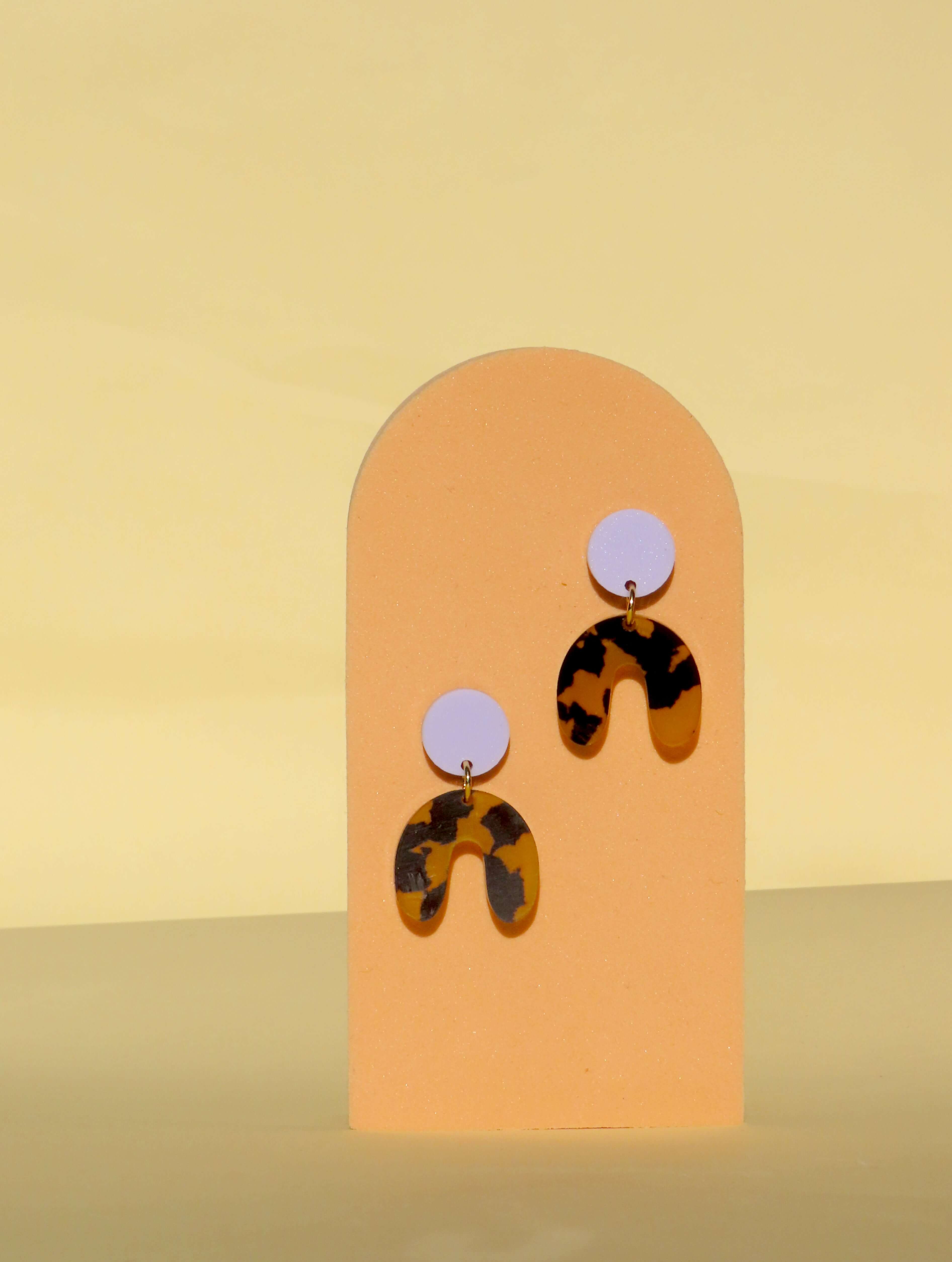 Small Orange Yellow Lilac Arch Arch Earrings