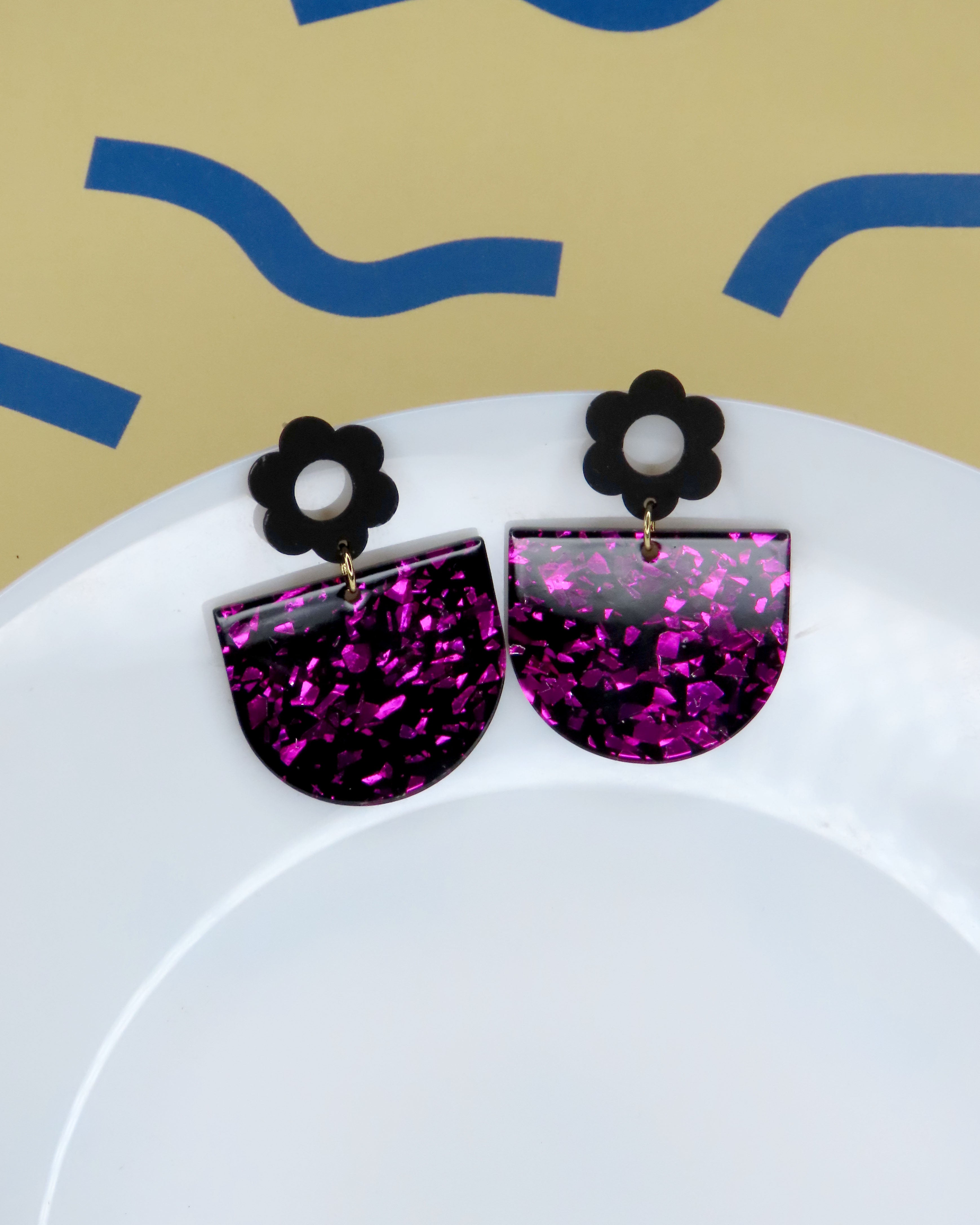 Pink Glitter Ohrringe