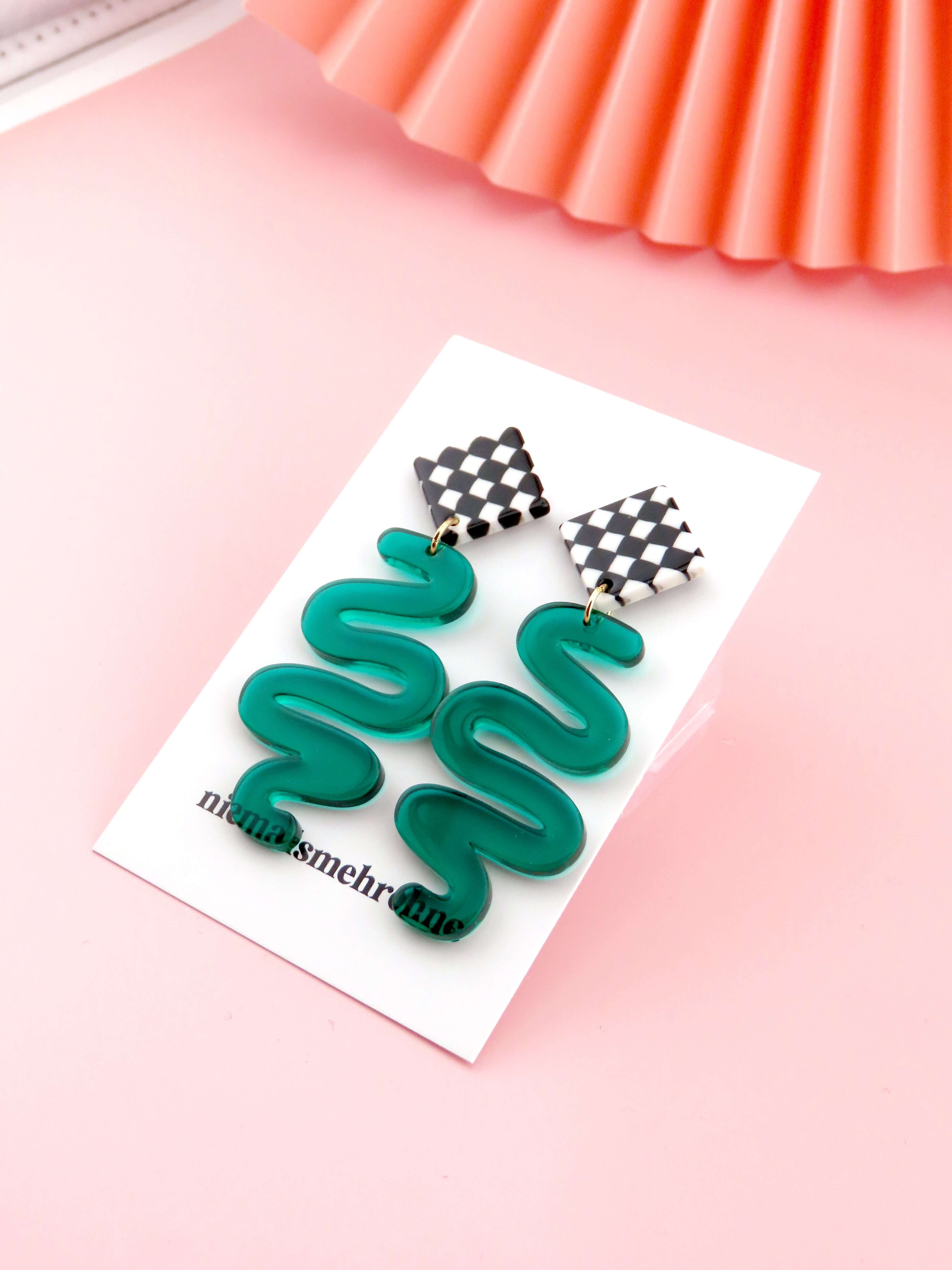 Sqiggly Ohrringe grün