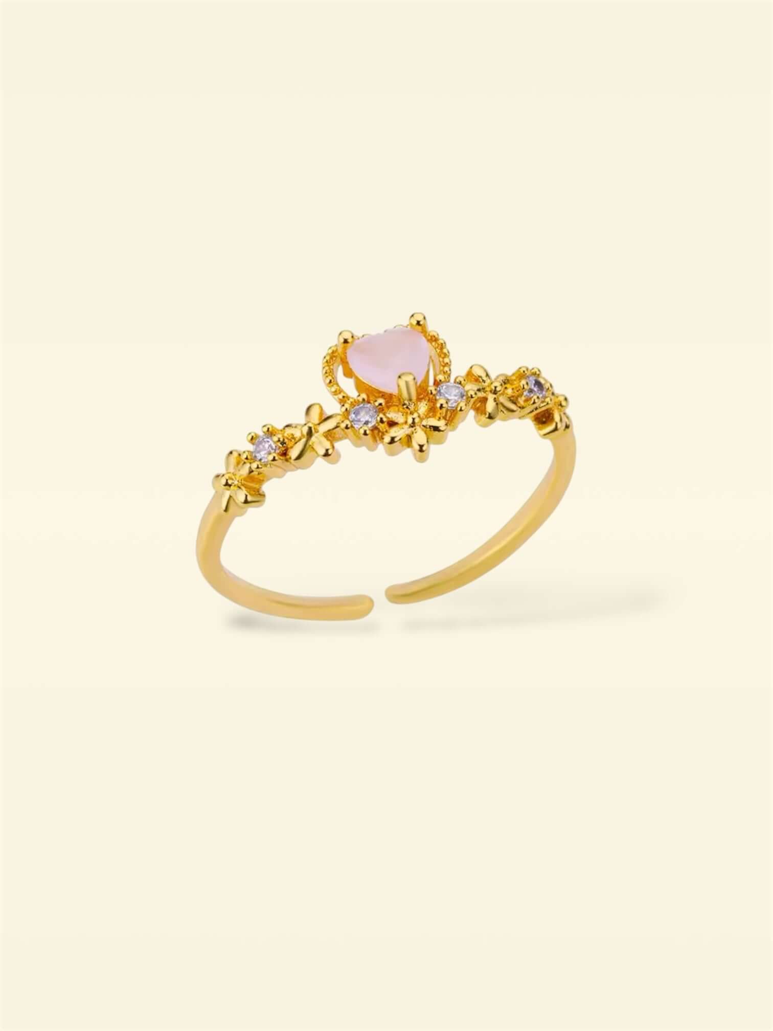 Fairy Heart Ring - vergoldeter Edelstahl mit rosa Zirkonia