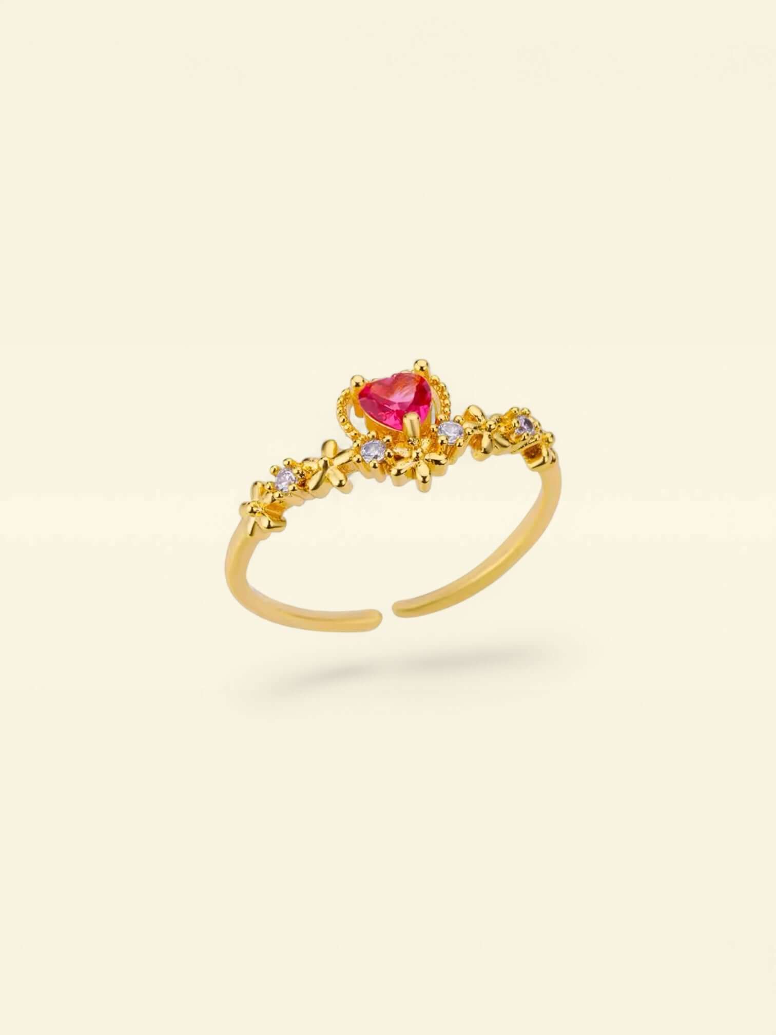 Fairy Heart Ring - vergoldeter Edelstahl mit pinkem Zirkonia
