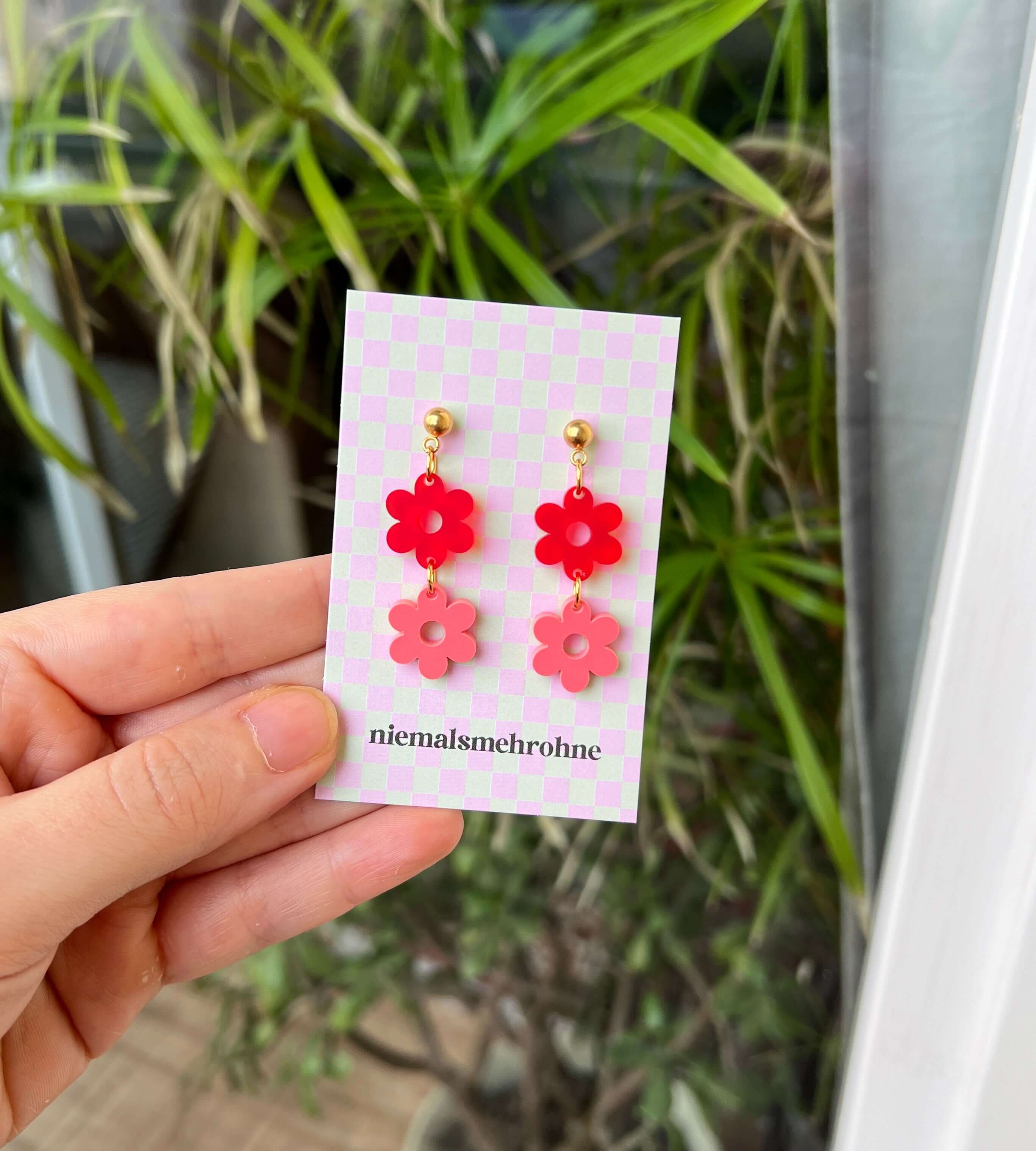 Boucles d'oreilles fleurs colorées