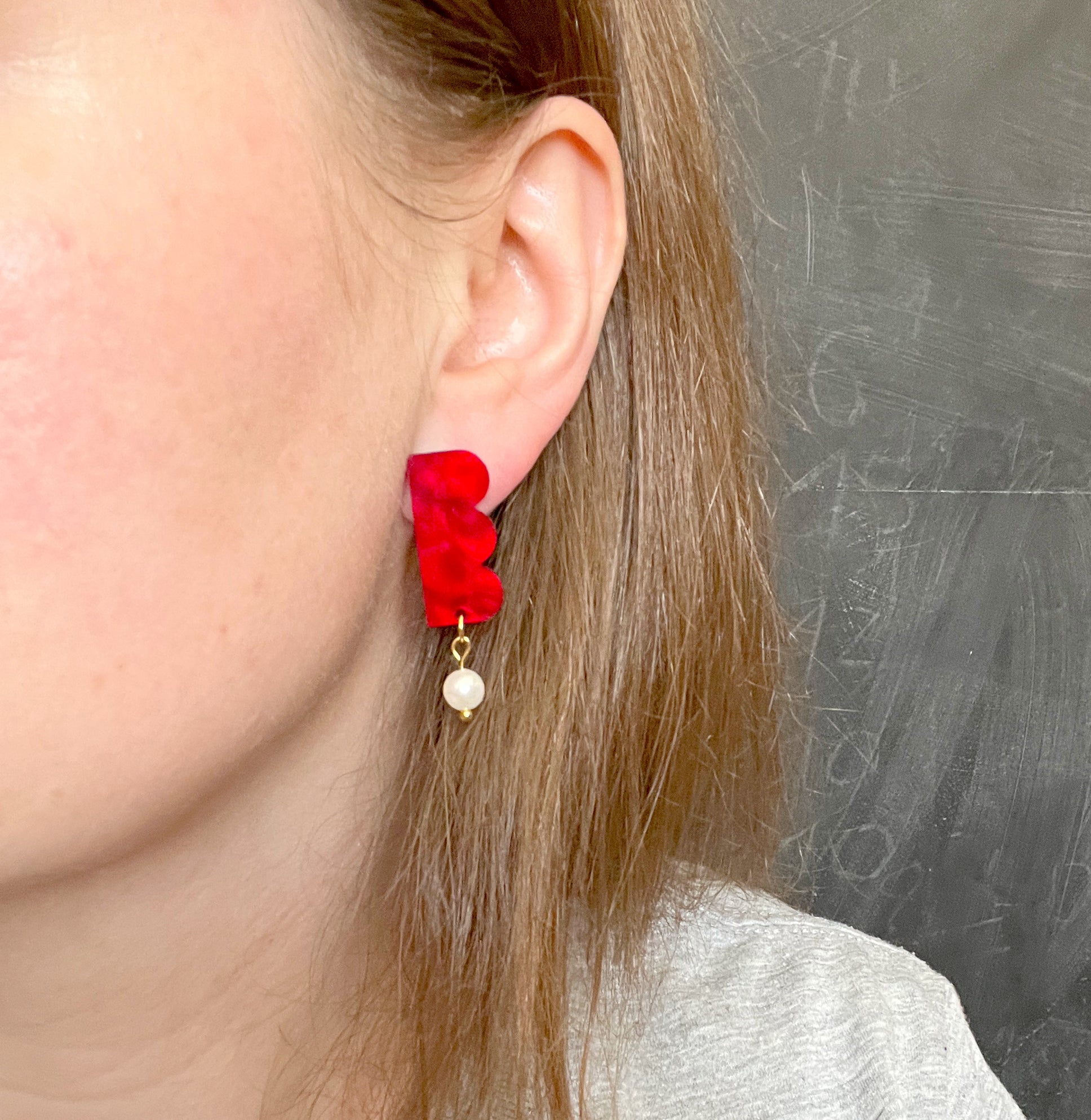 Ruby red Belle acrylic earrings with stainless steel studs