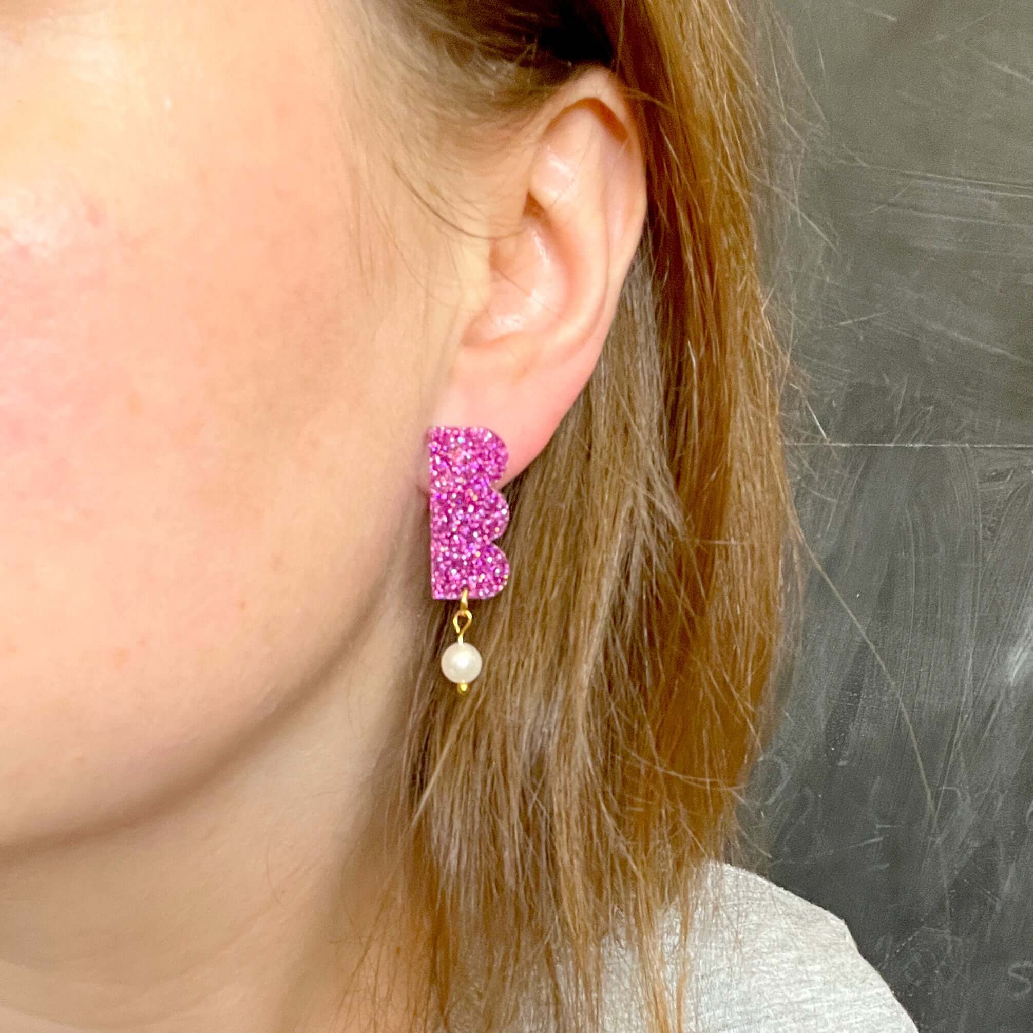 Glitter Belle acrylic earrings with stainless steel studs