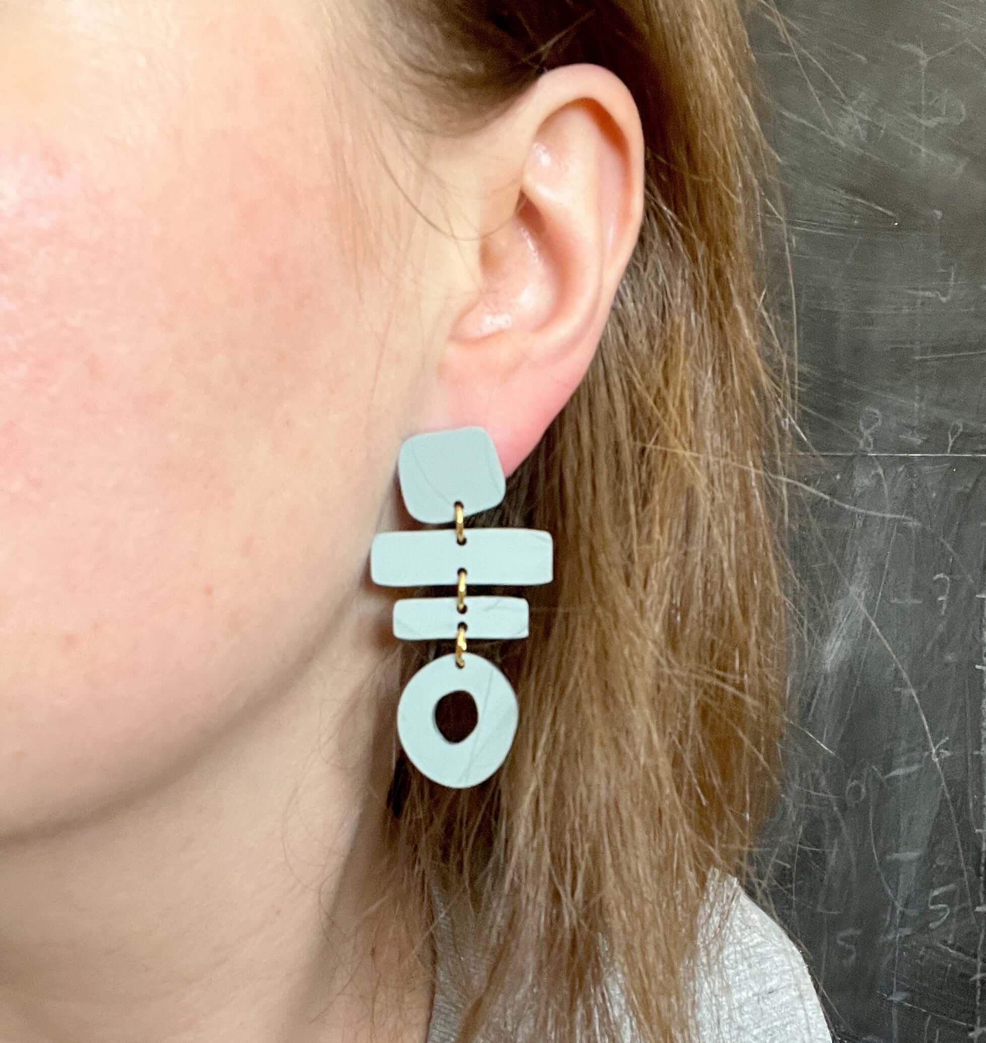 Terracotta Woodwork Acrylic Earrings with Stainless Steel Connectors