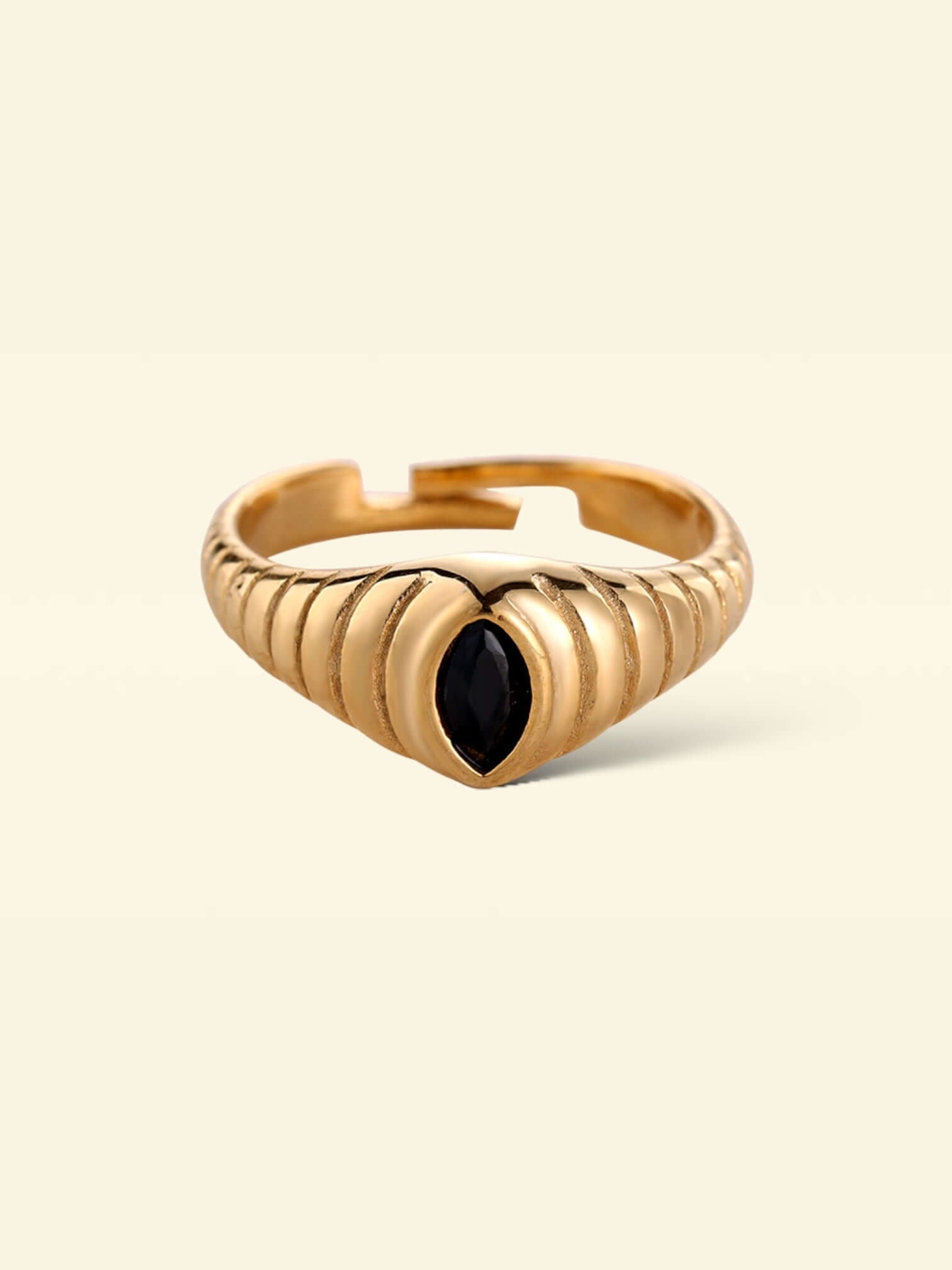 Black Heart vergoldeter Edelstahl Ring
