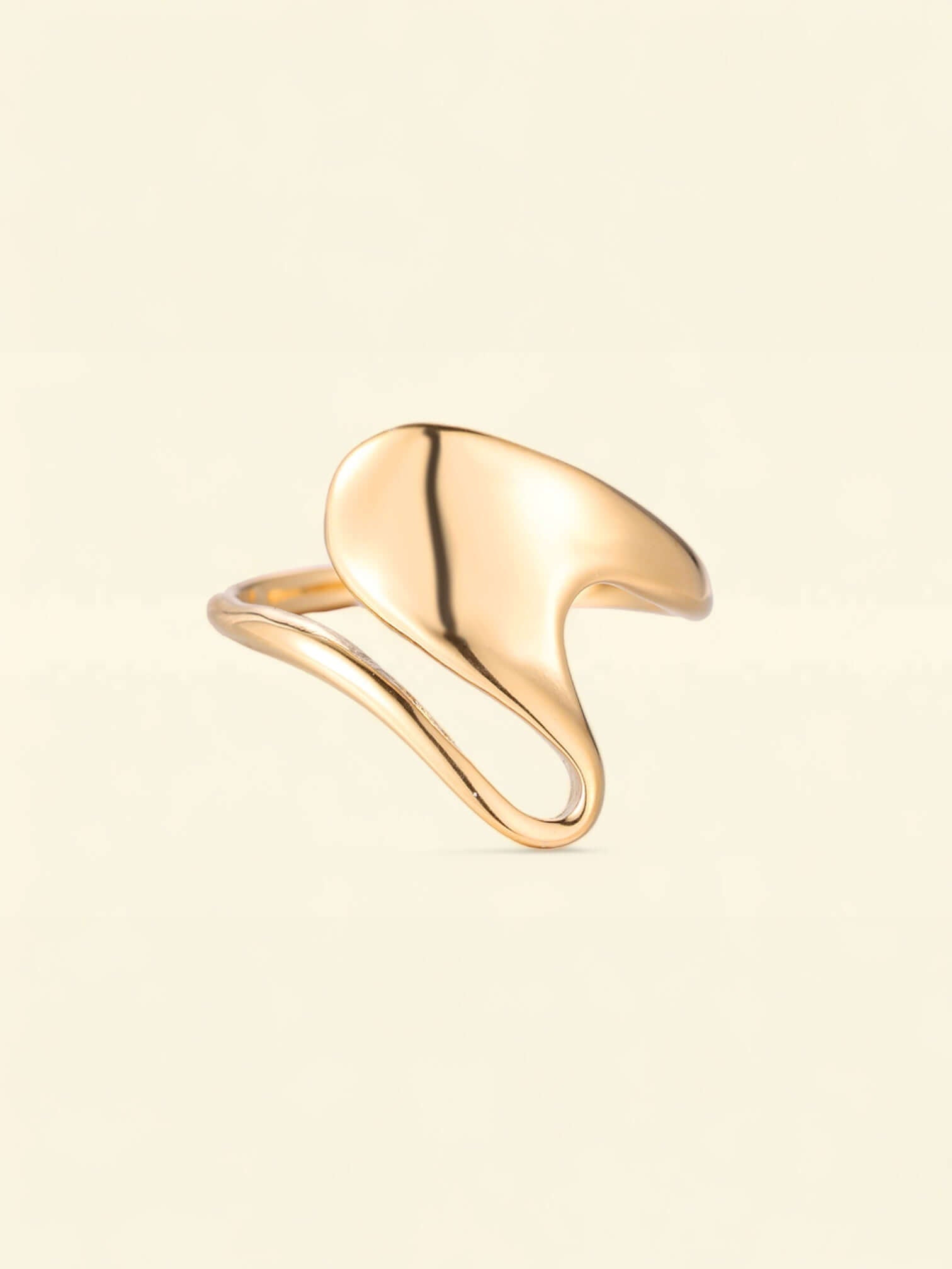 Bague en acier inoxydable plaqué or Swoosh