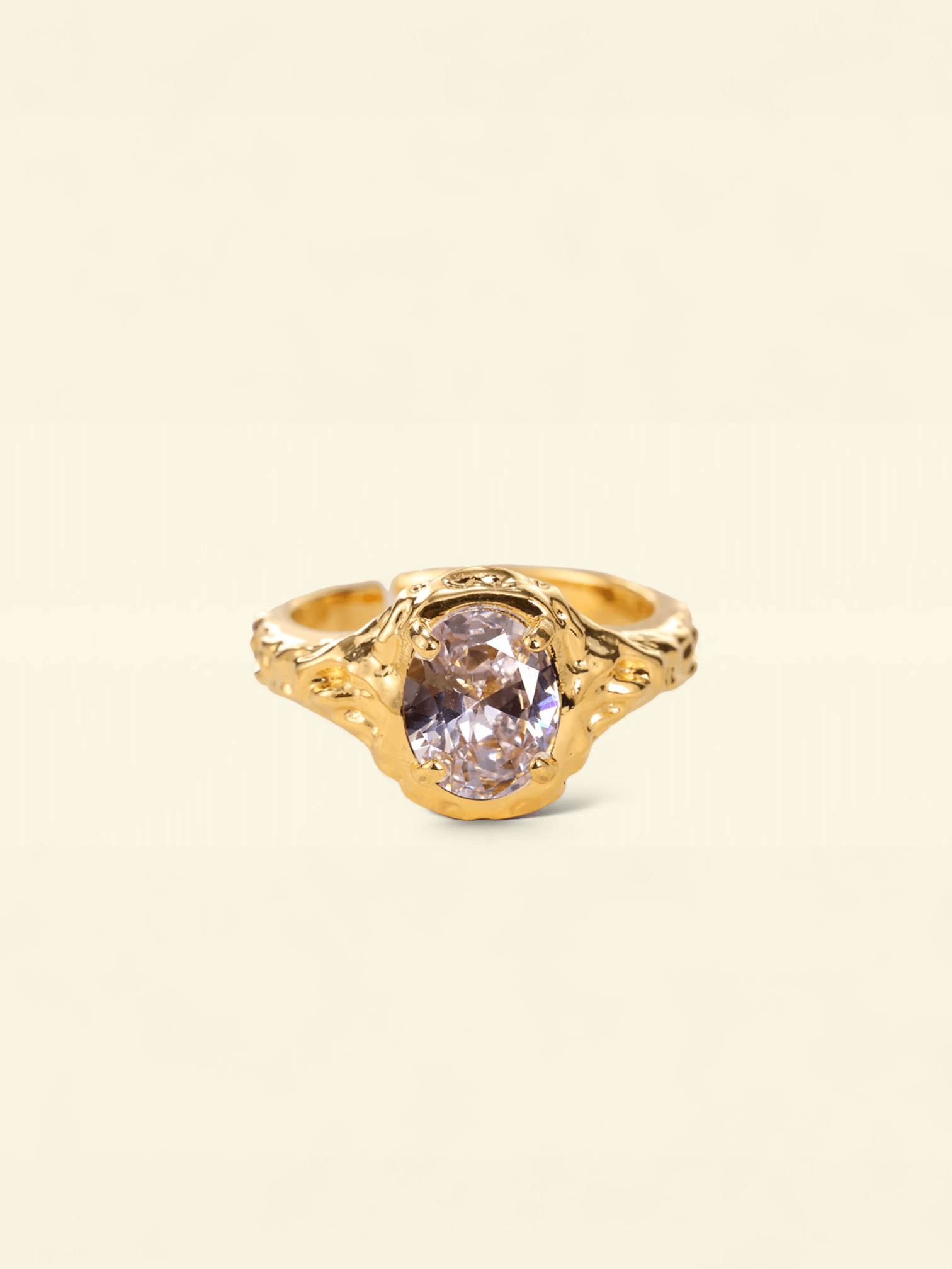 White vergoldeter Edelstahl Ring mit Zirkonia
