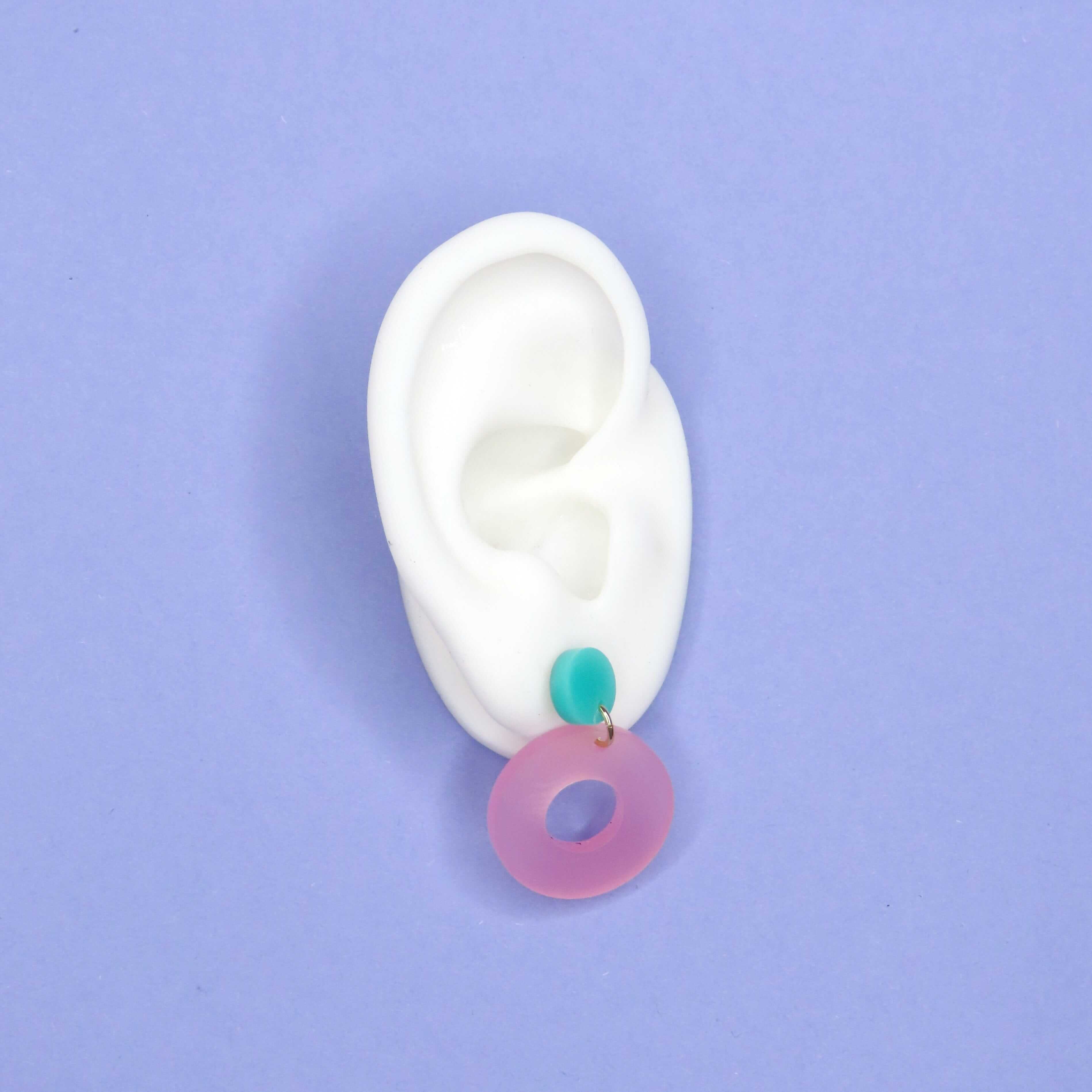 Colorblock Circle Ohrstecker in türkis & eisrosa Ohrringe niemalsmehrohne 