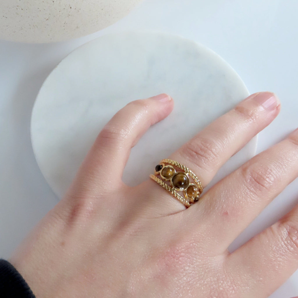 Crown 18k vergoldeter Edelstahl Ring Ringe niemalsmehrohne 