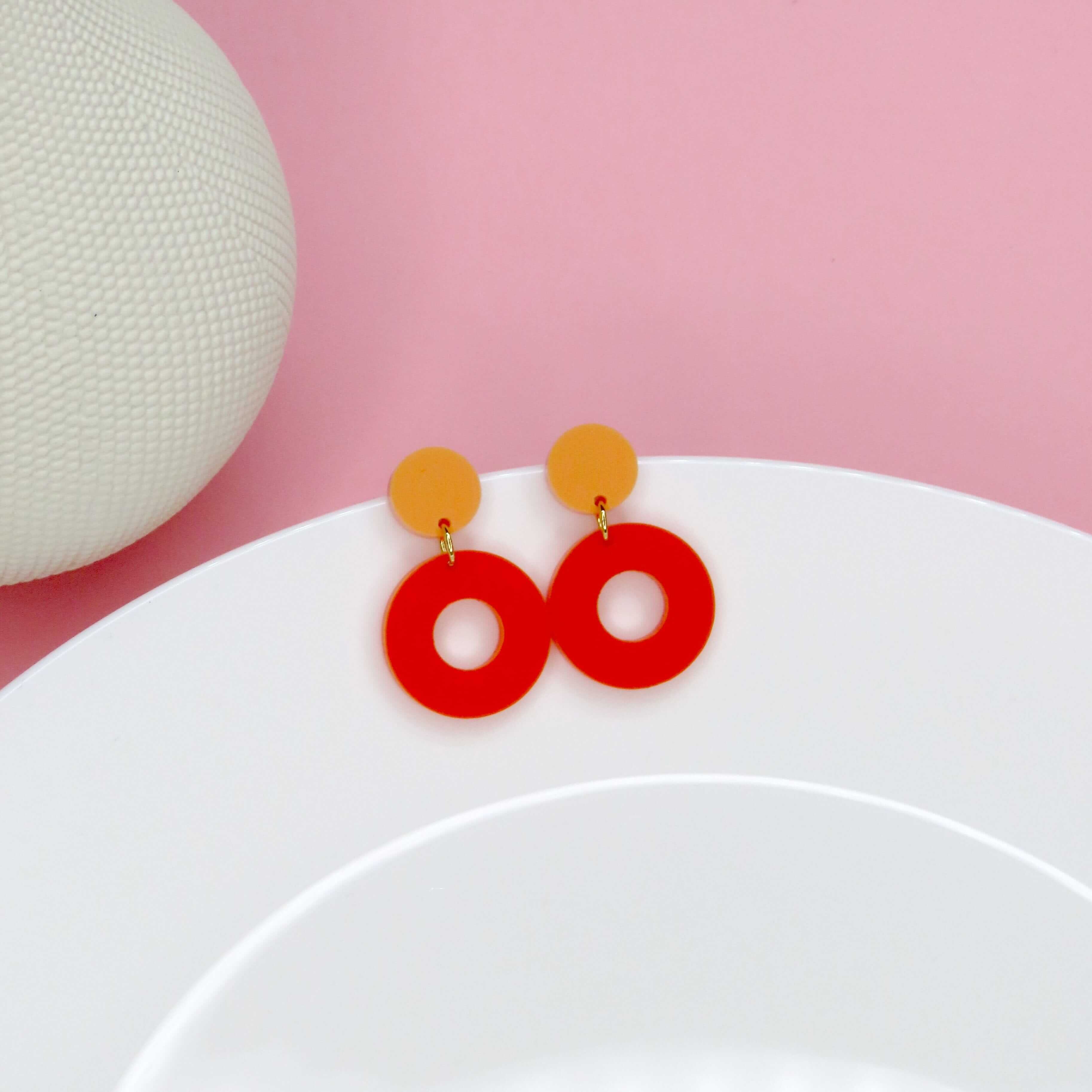 Double Circle Ohrstecker in Peach & Orange Ohrringe niemalsmehrohne 