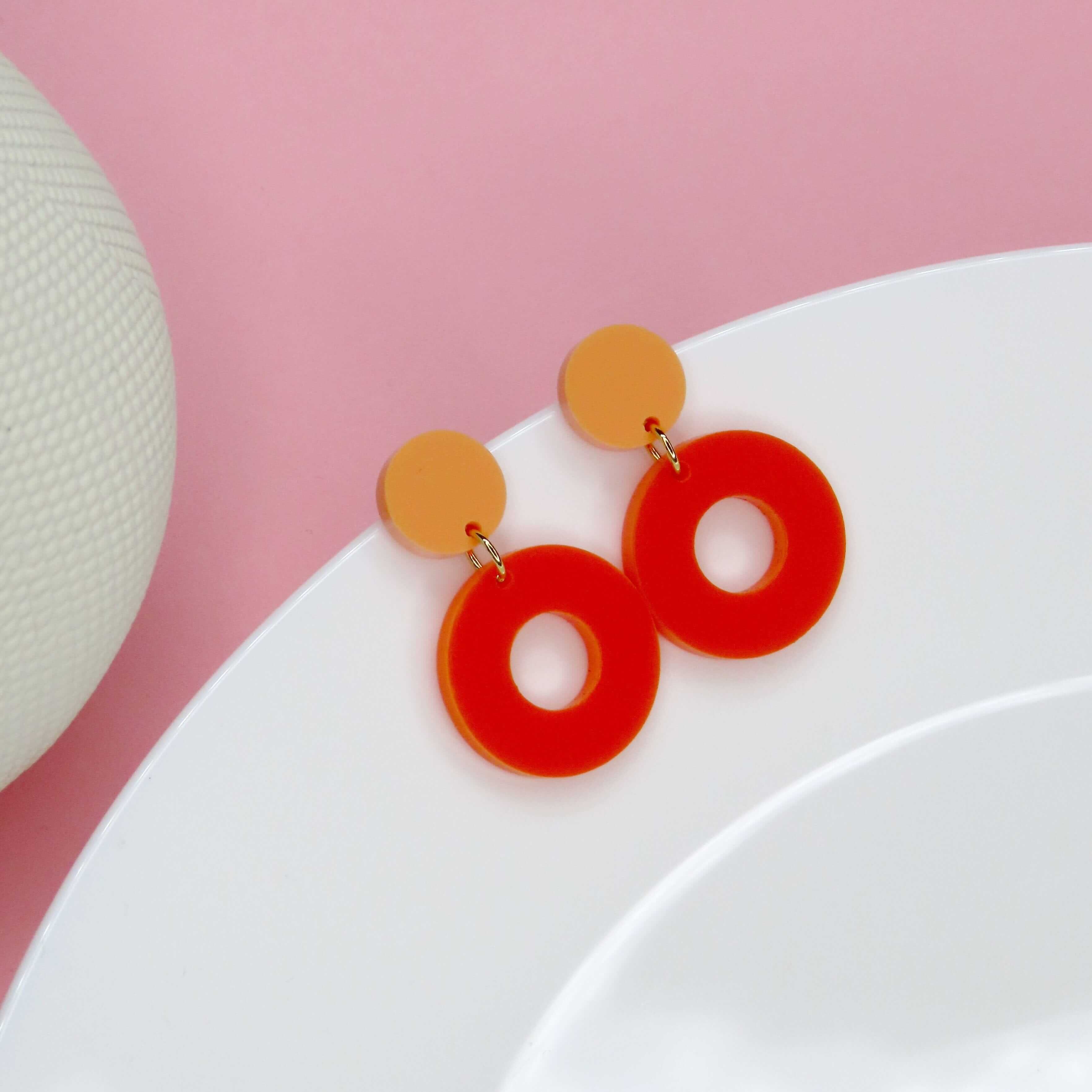 Double Circle Ohrstecker in Peach & Orange Ohrringe niemalsmehrohne 